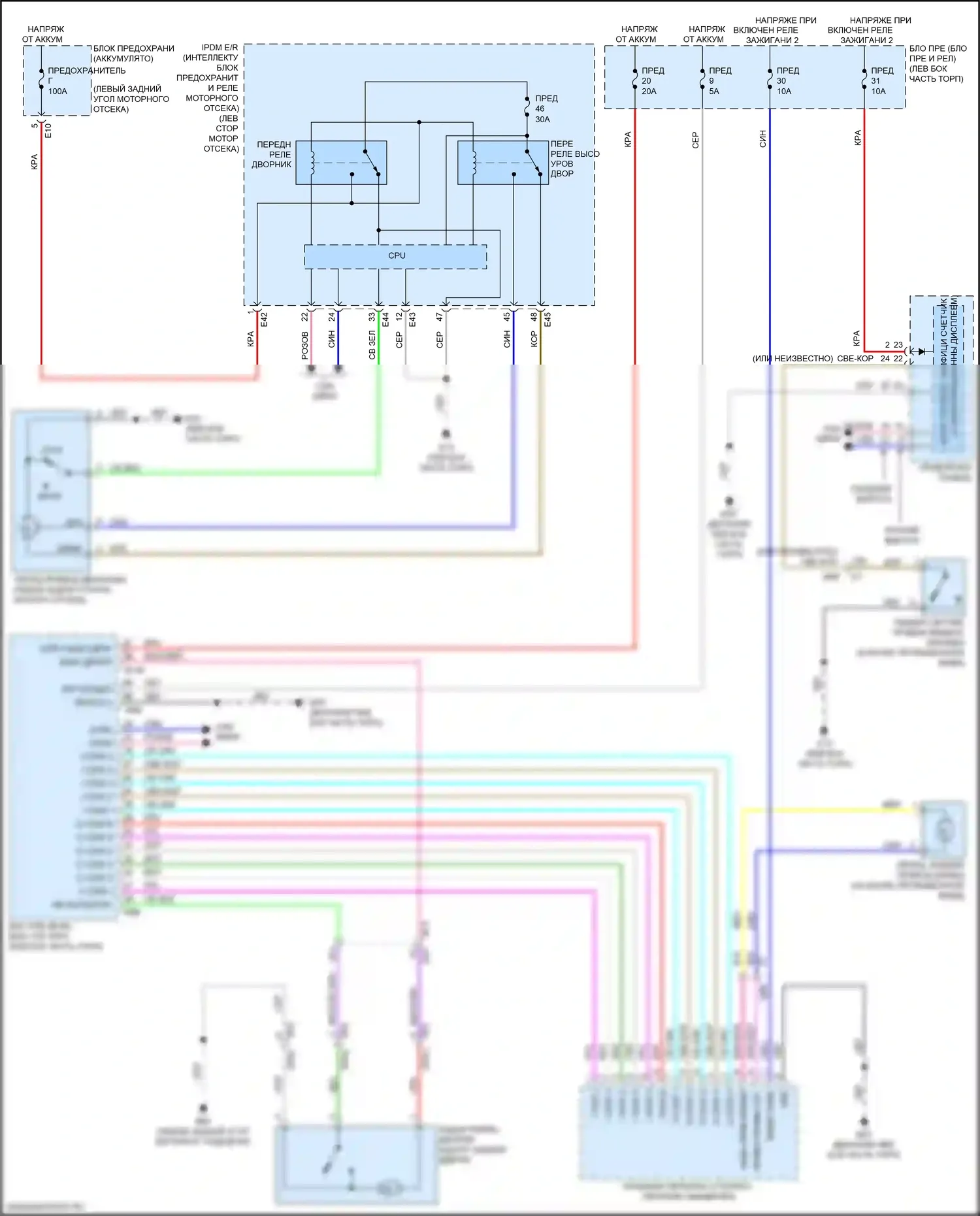 Kicks Nissan I (2016-2020): Дворники и омыватели электросхема 