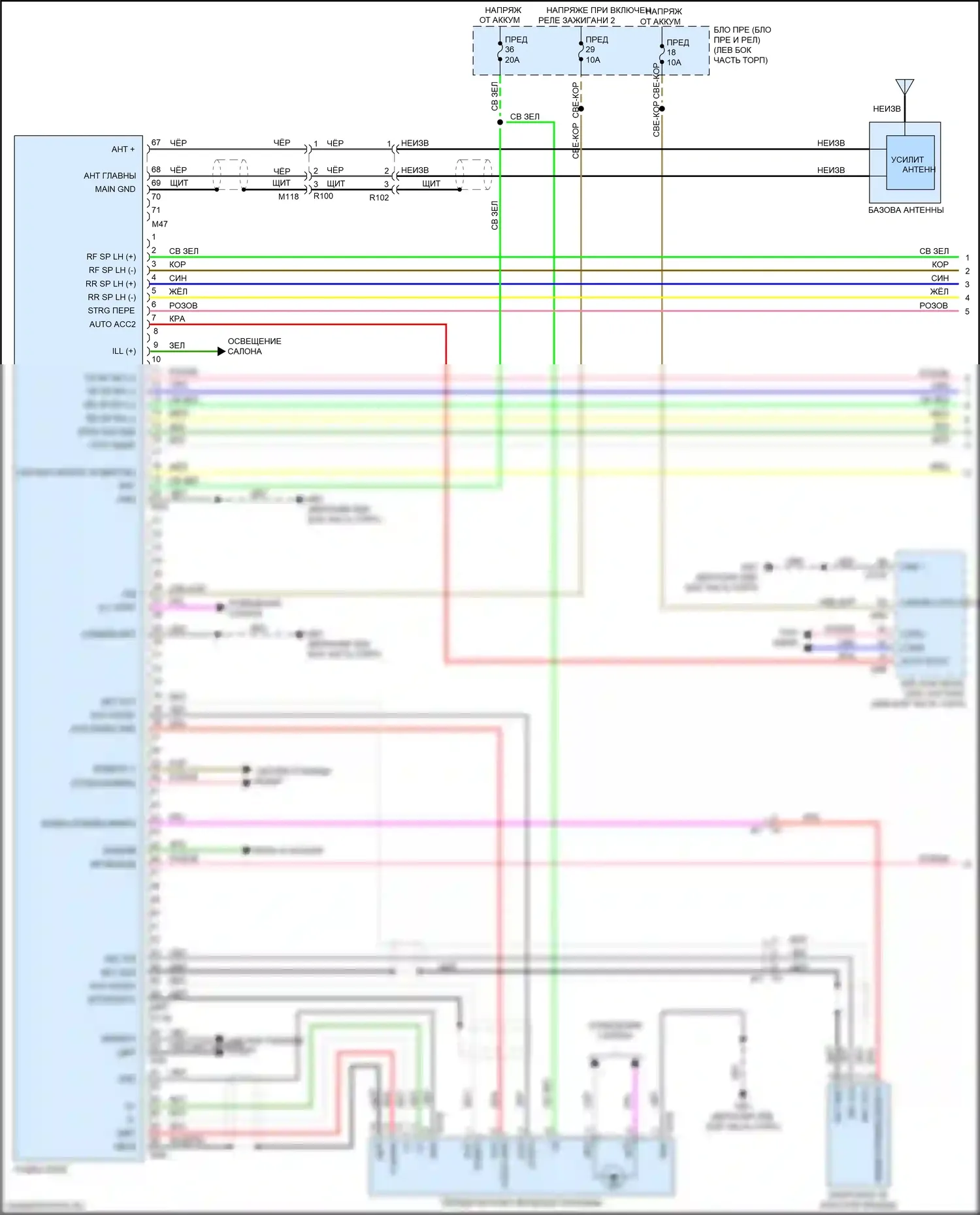 Kicks Nissan I (2016-2020): Электросхема базовой магнитолы (1 из 2) 