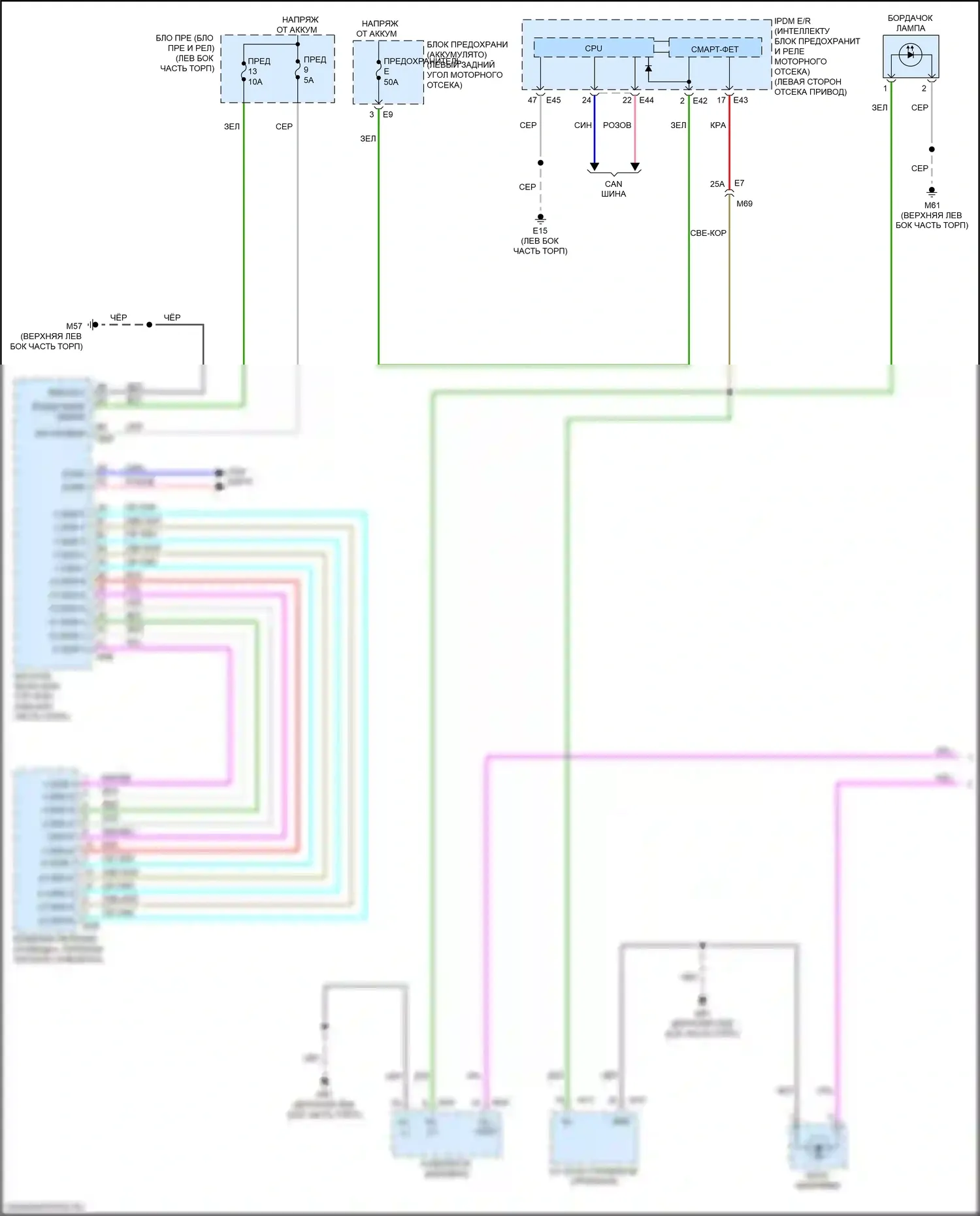Kicks Nissan I (2016-2020): Электросхема подсветки приборной панели (1 из 2) 