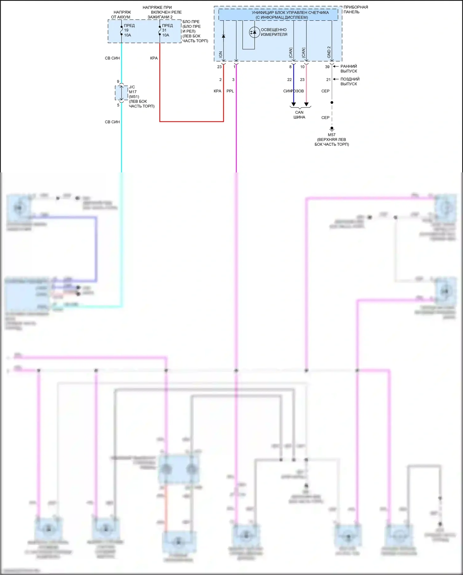 Kicks Nissan I (2016-2020): Электросхема подсветки приборной панели (2 из 2) 
