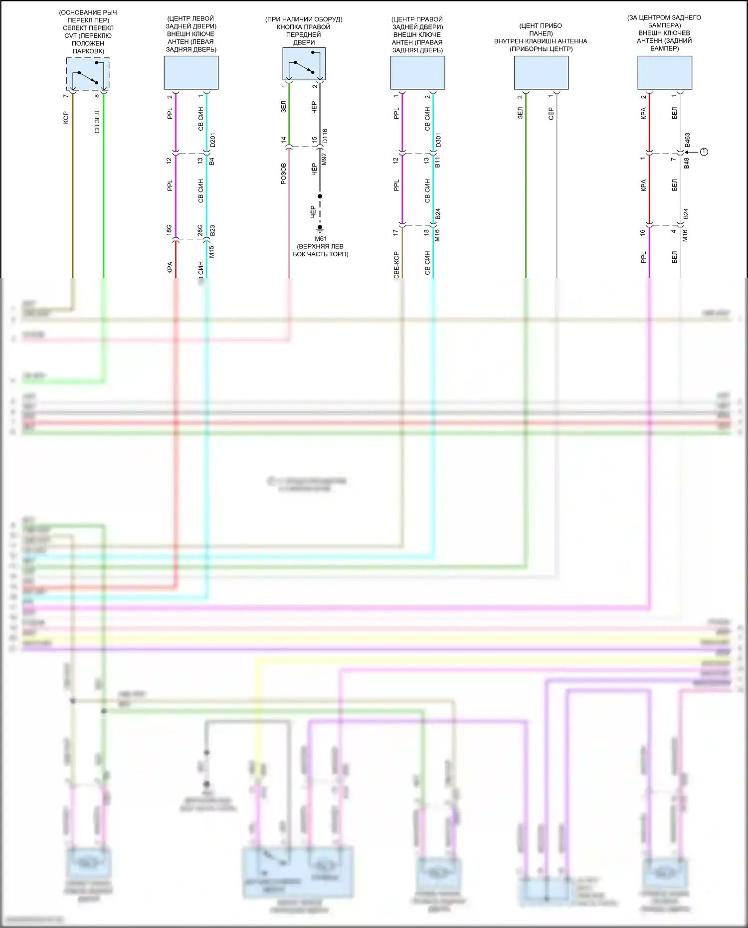 Kicks Nissan I (2016-2020): Электросхема центрального замка (2 из 4) 