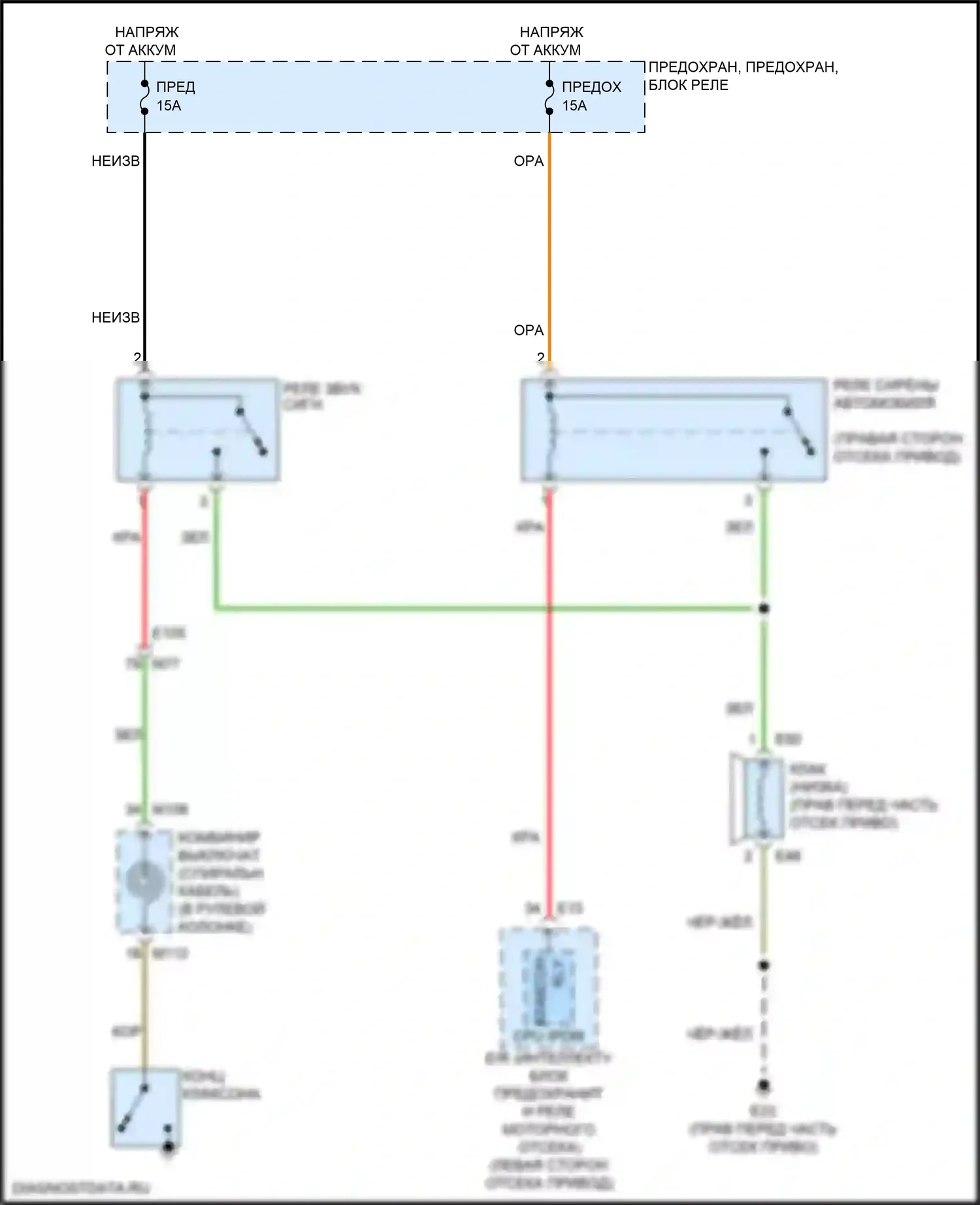 Leaf Nissan II (2017-2024): Электросхема клаксона 