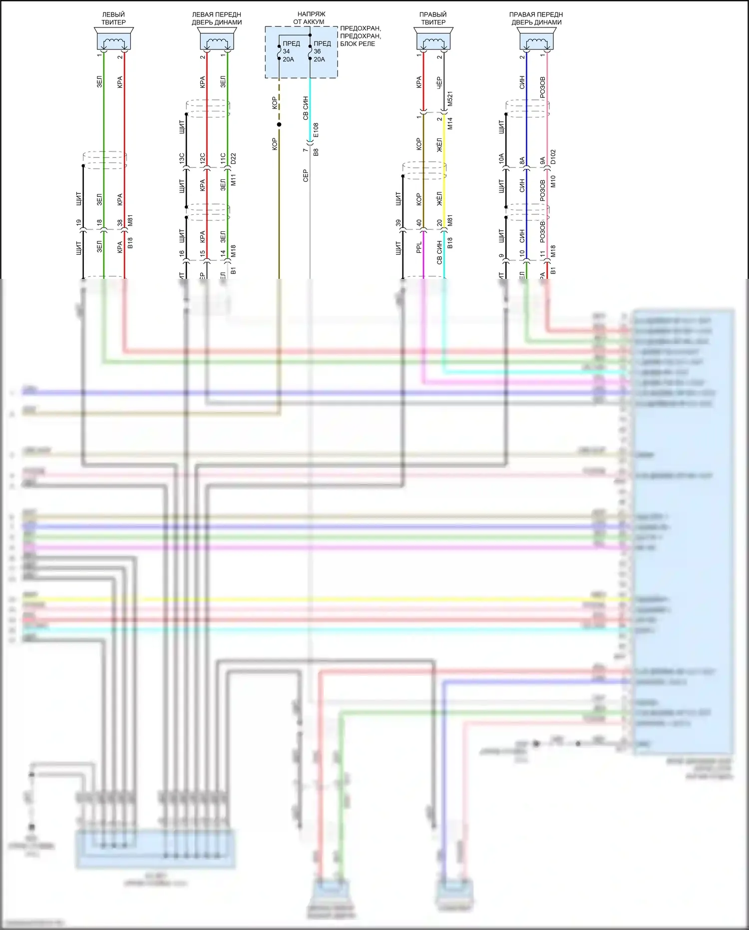 Leaf Nissan II (2017-2024): Радиосхема, с магнитолой, bose и 8-дюймовым цветным дисплеем (3 из 3) 