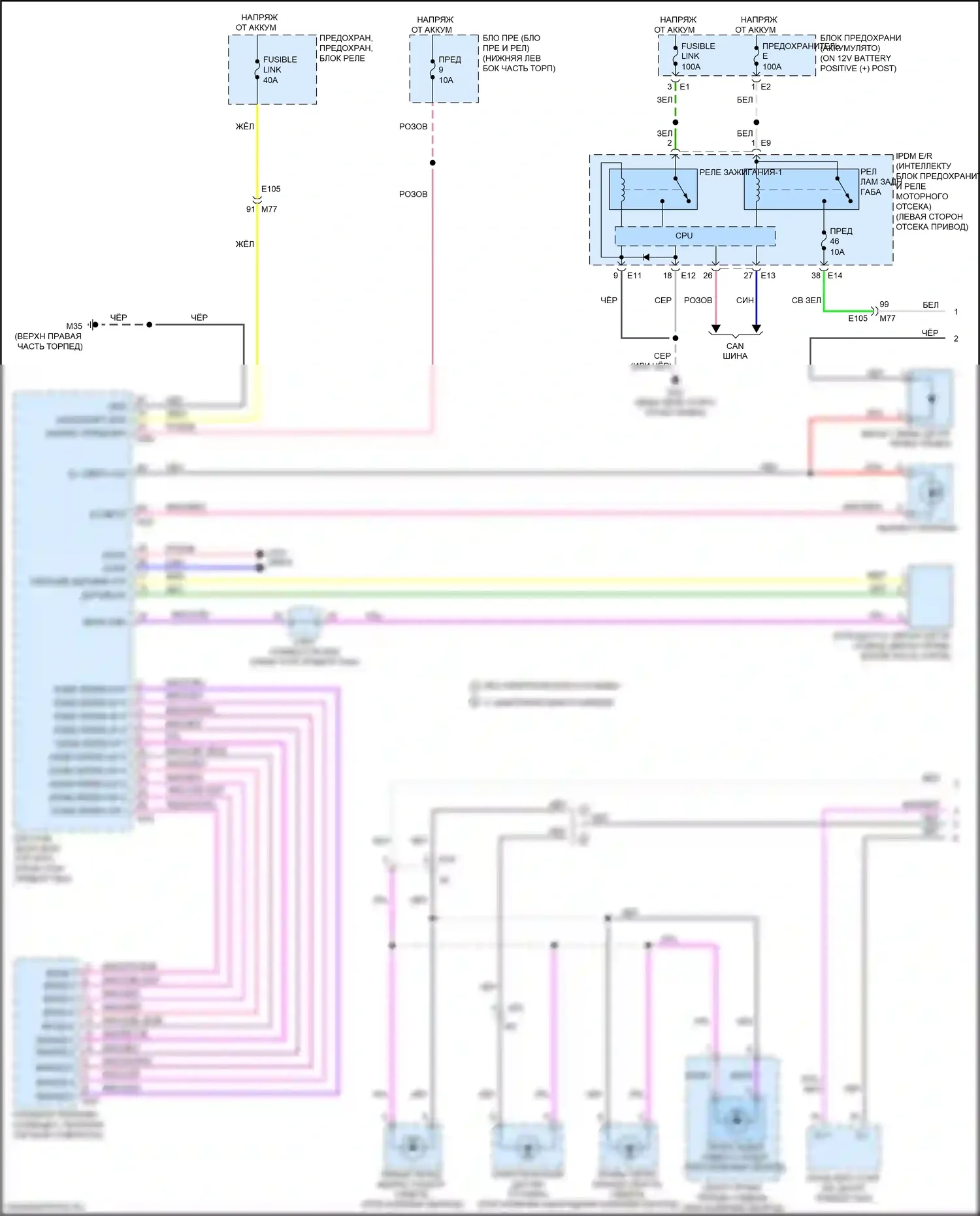 Leaf Nissan II (2017-2024): Электросхема подсветки приборной панели (1 из 3) 