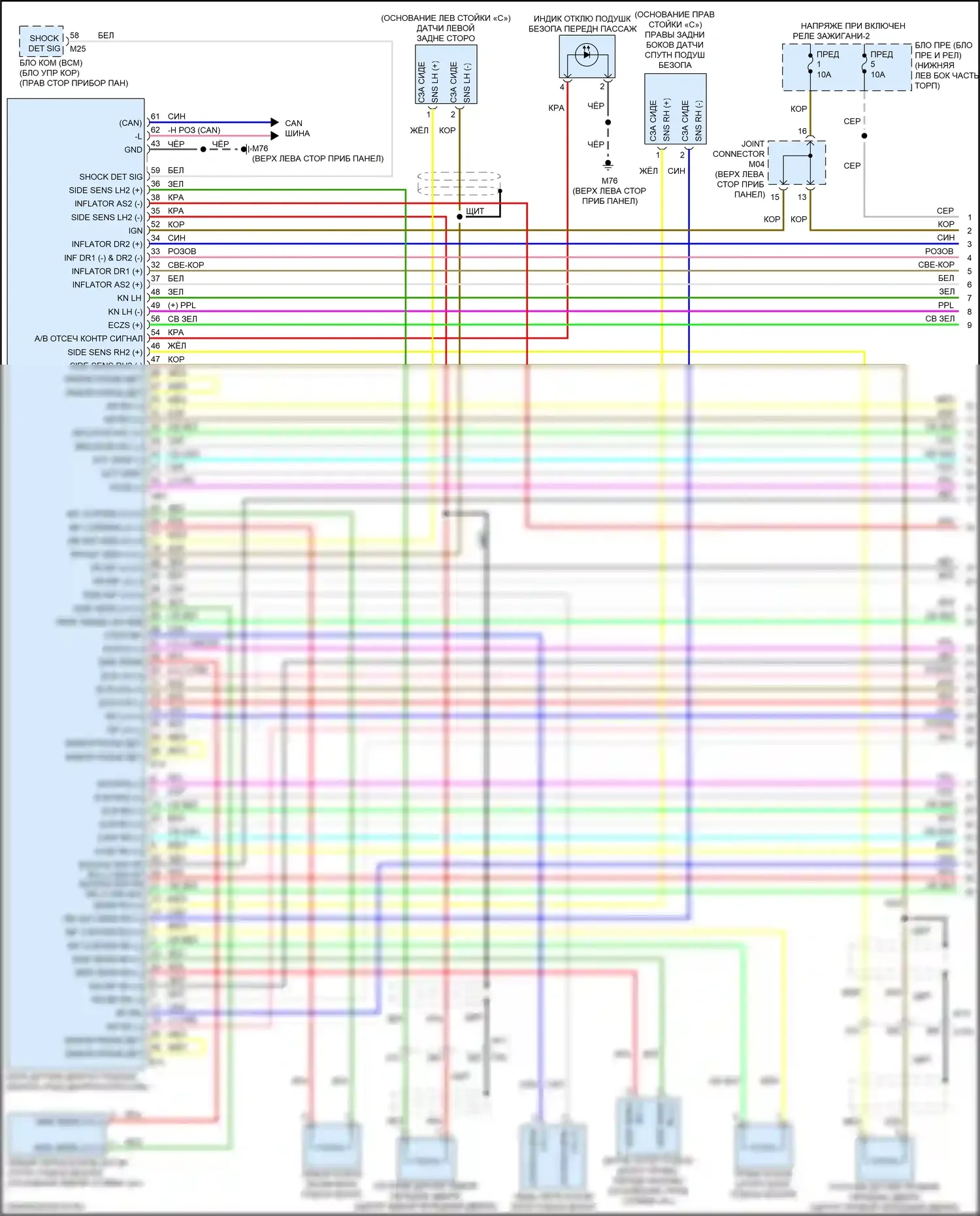 Leaf Nissan II (2017-2024): Электросхема подушек безопасности (1 из 3) 