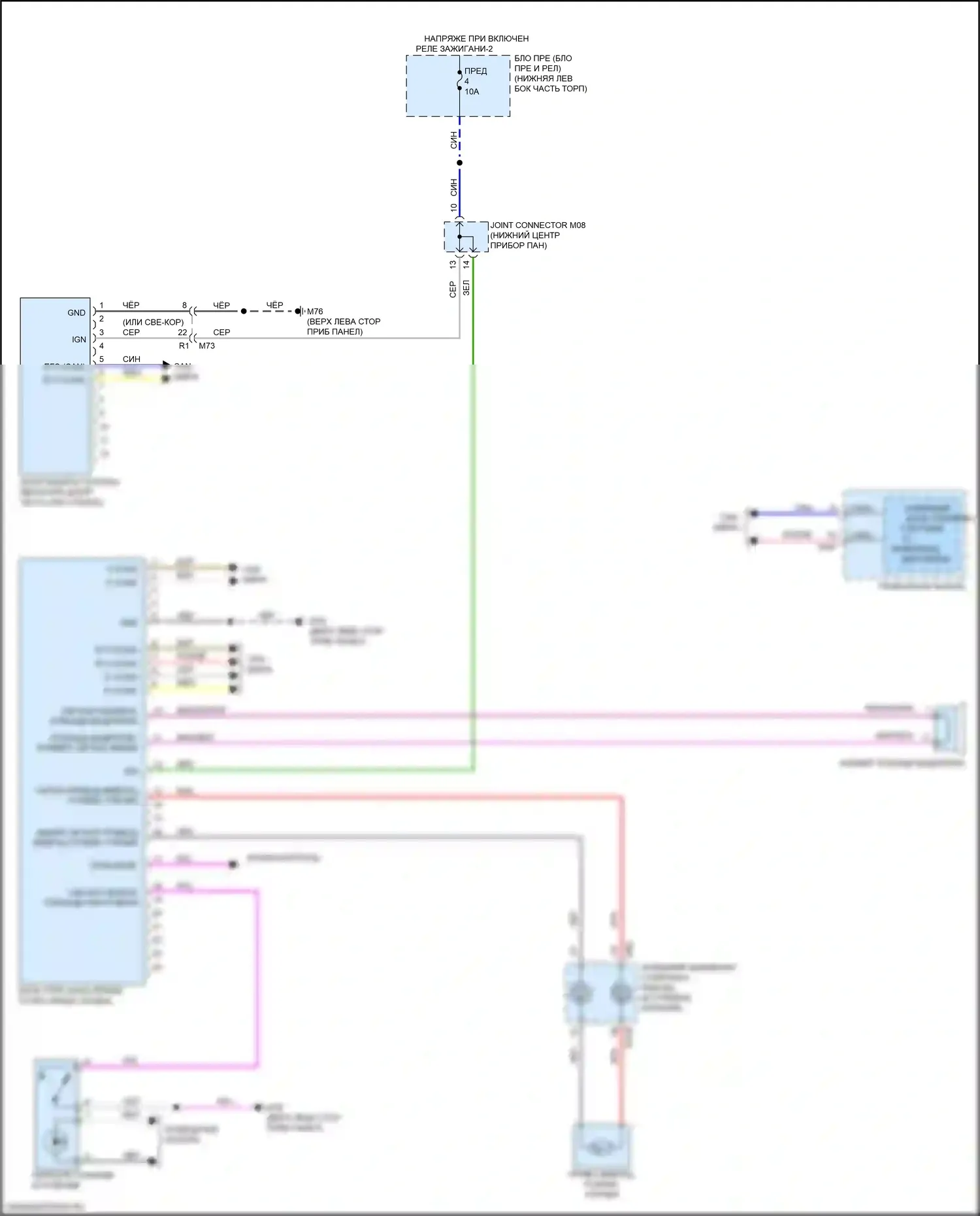 Leaf Nissan II (2017-2024): Электросхема сигнализации о выезде с полосы движения 
