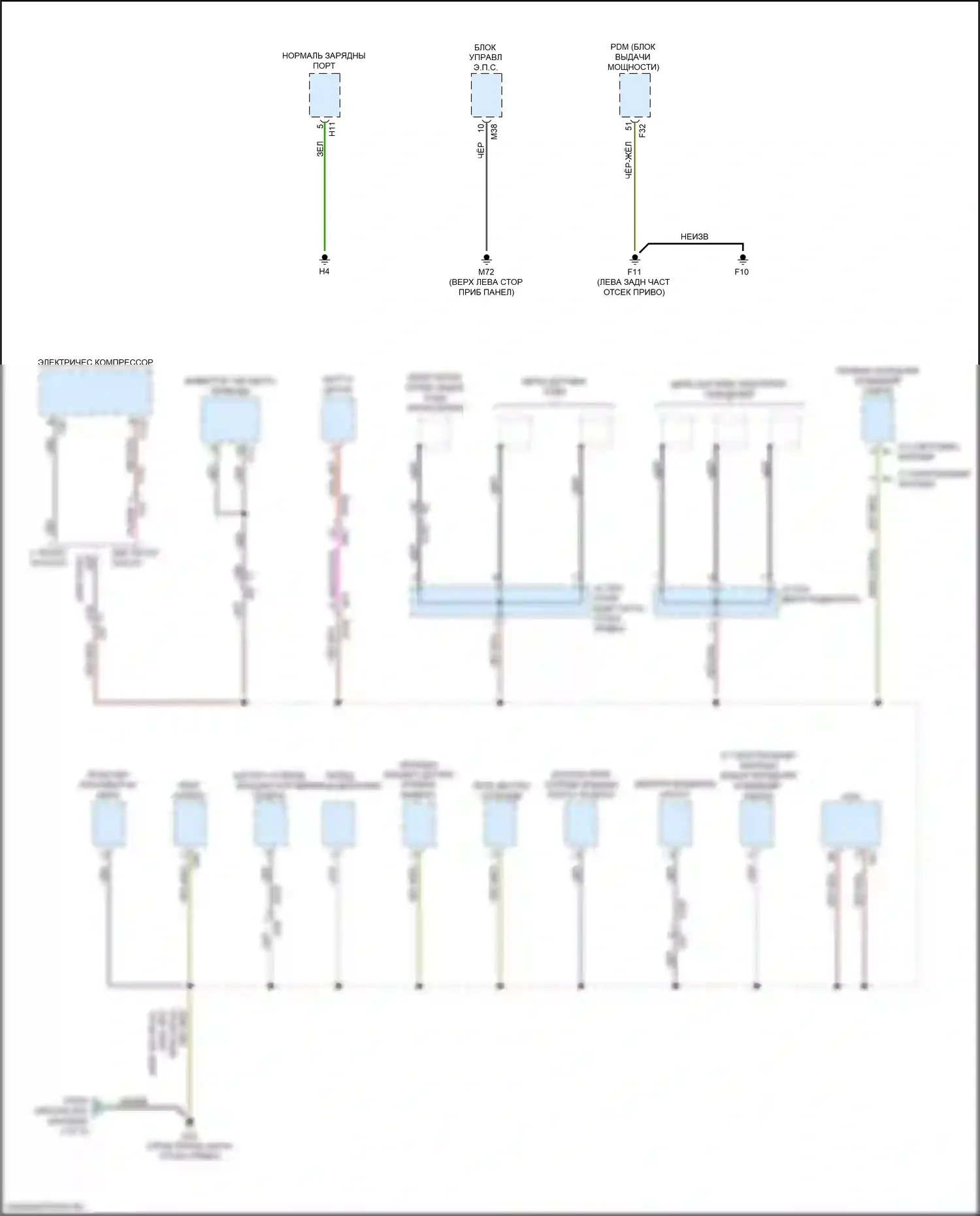 Leaf Nissan II (2017-2024): Электросхема точек подключения масс (3 из 5) 