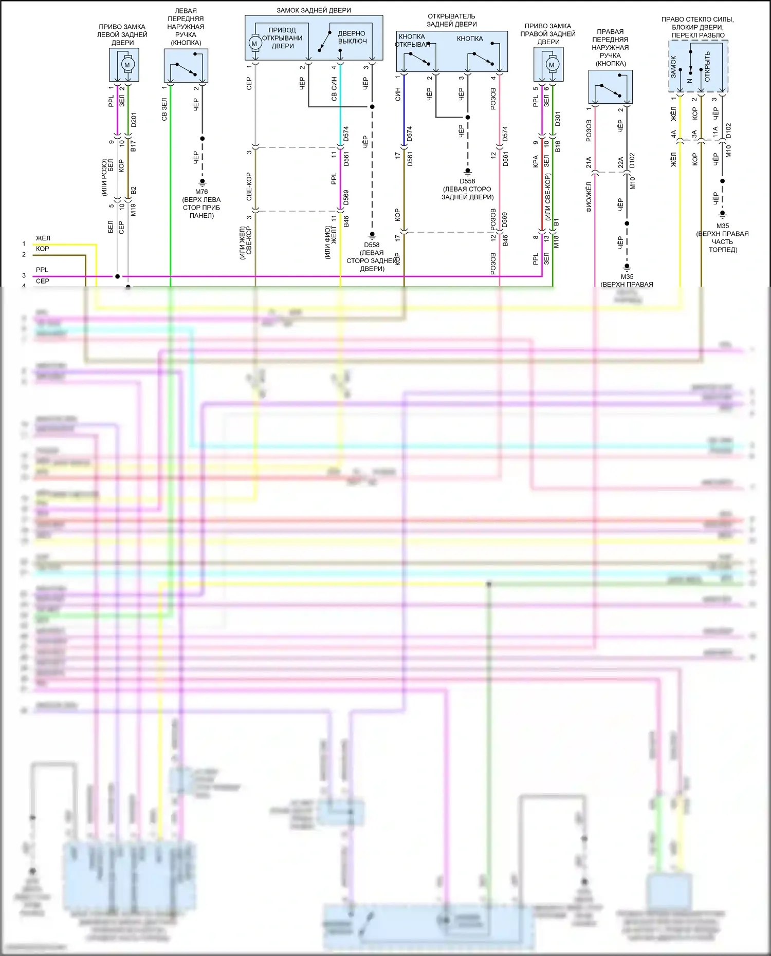 Leaf Nissan II (2017-2024): Электросхема центрального замка (2 из 4) 
