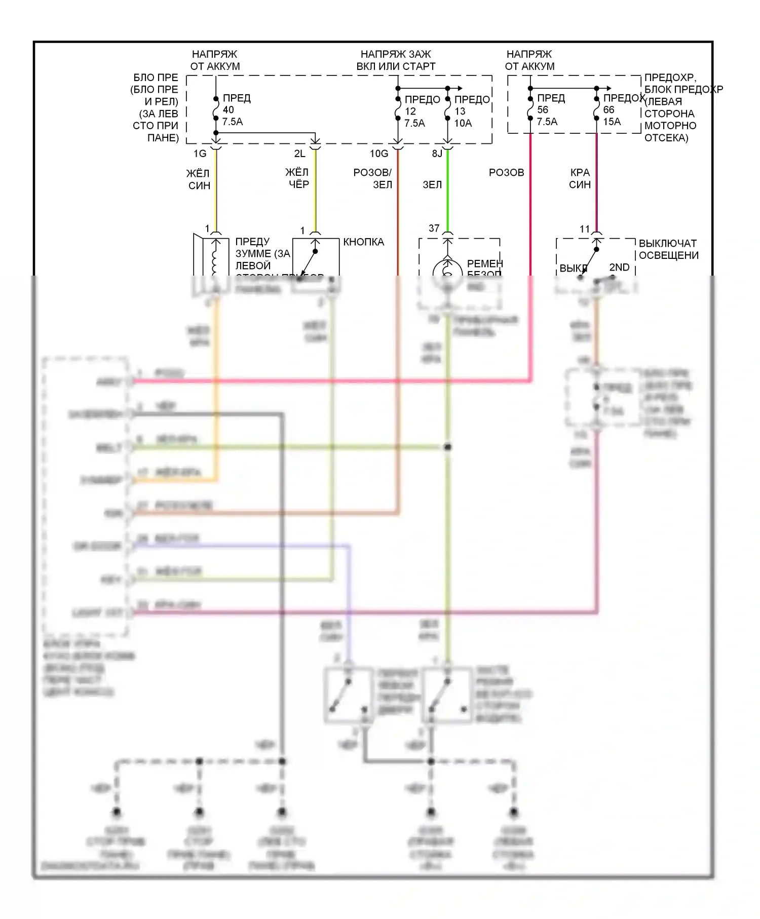 Maxima Nissan A32 (1994-2000): Электросхемы системы оповещения 