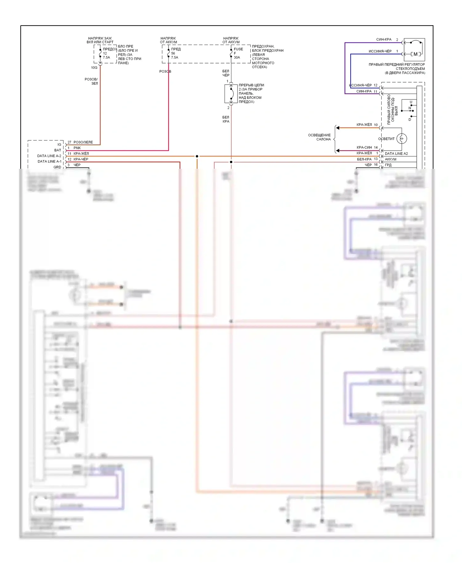 Maxima Nissan A32 (1994-2000): Электросхема стеклоподъемника 