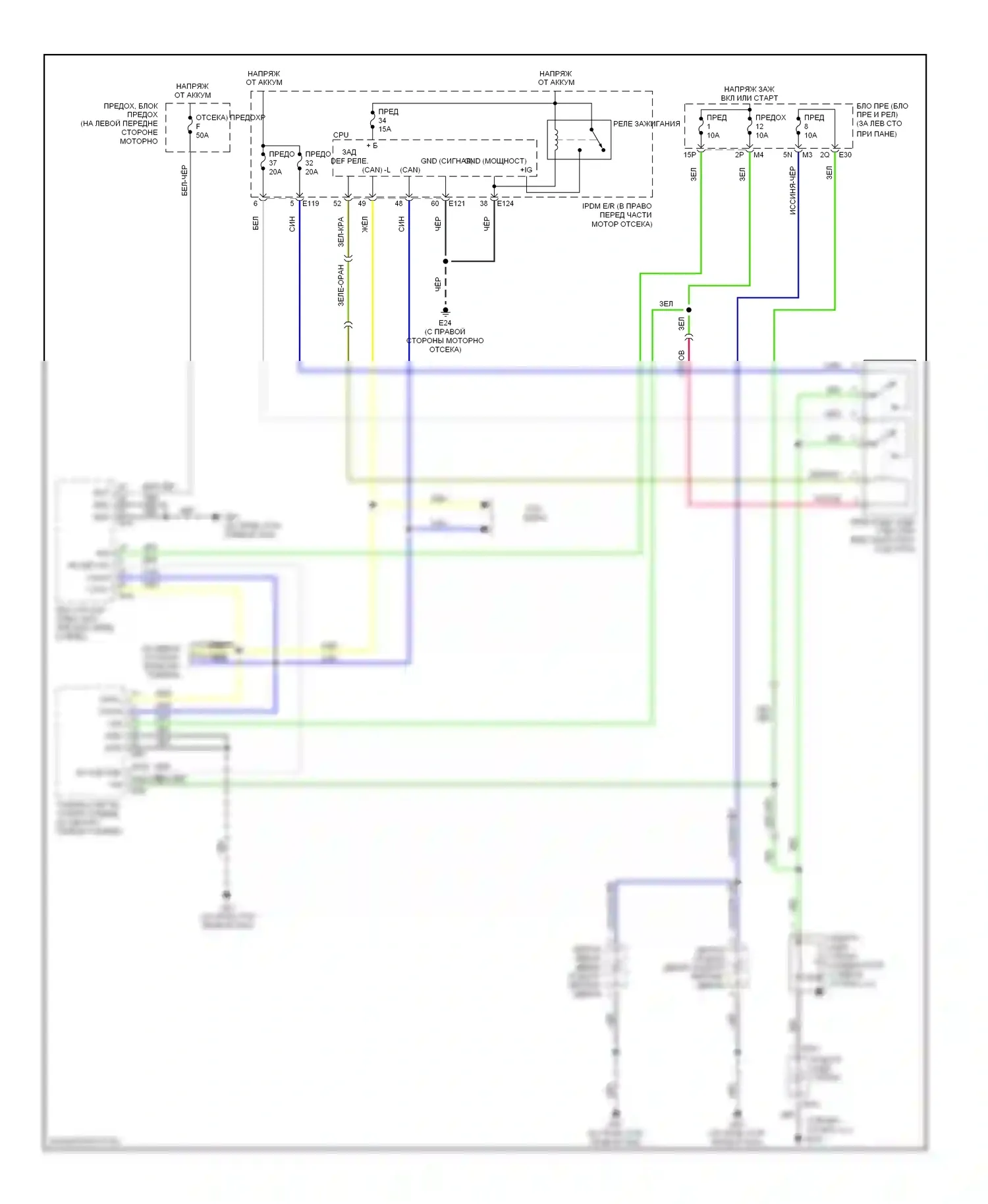Maxima Nissan A33 (1999-2006): Электросхема подогрева стекол 