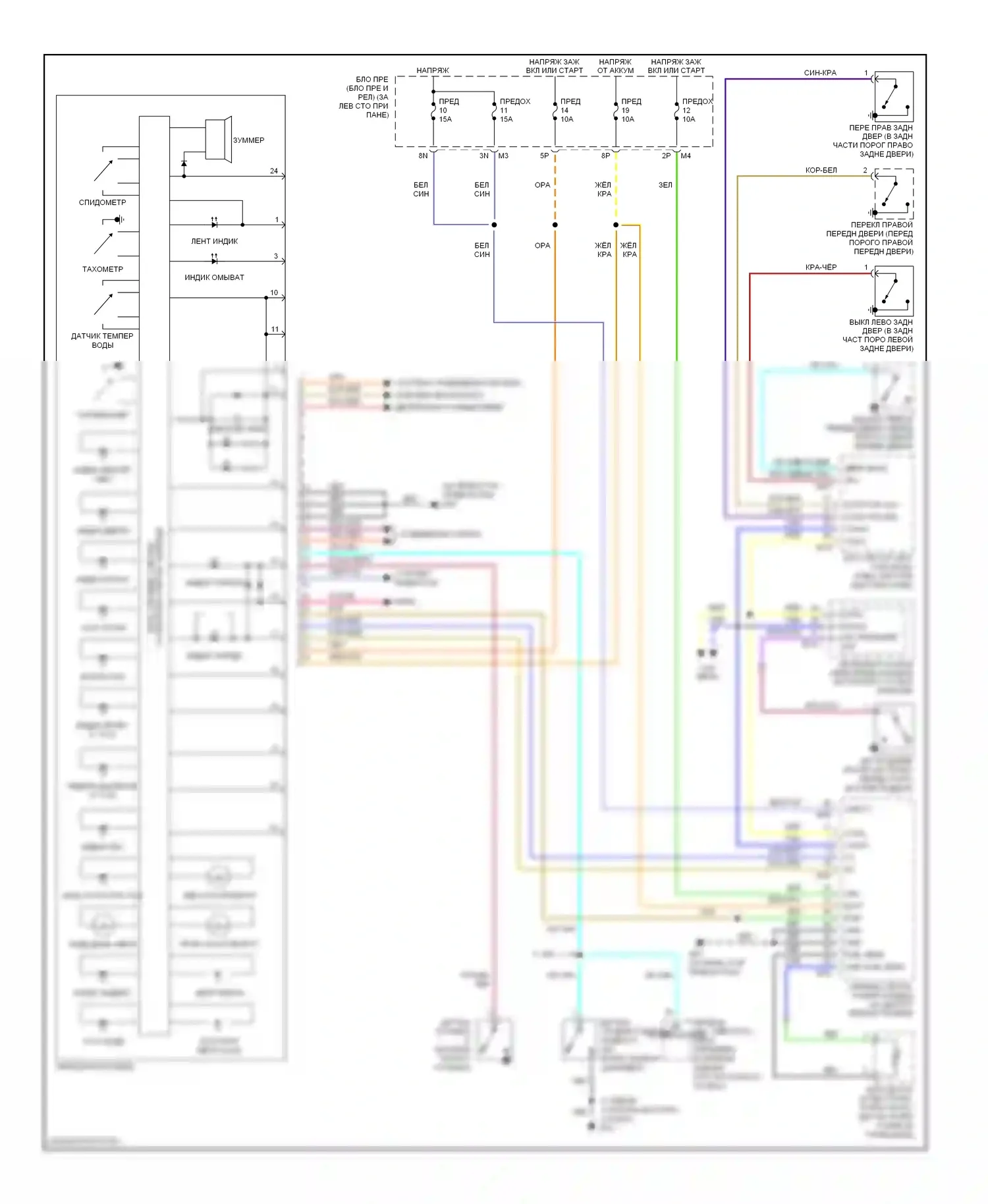 Maxima Nissan A33 (1999-2006): Электросхема приборной панели (1 из 2) 