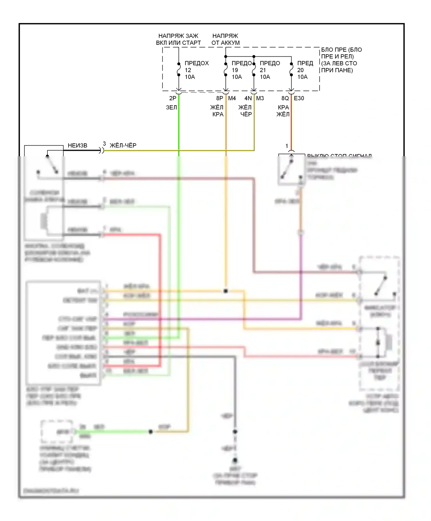 Maxima Nissan A34 (2003-2008): Электросхема блокировки селектора 