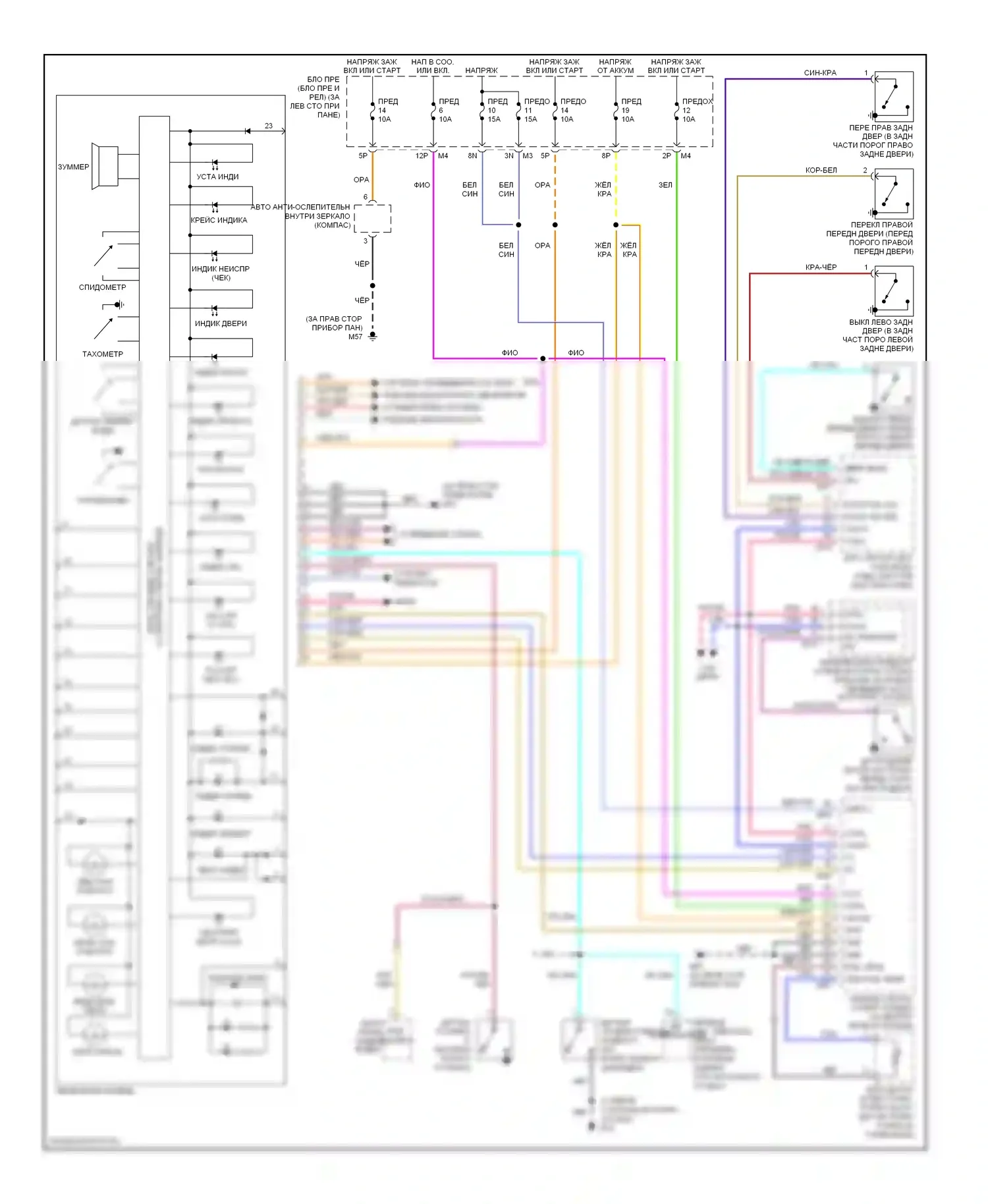 Maxima Nissan A34 (2003-2008): Электросхема датчиков и индикаторов 