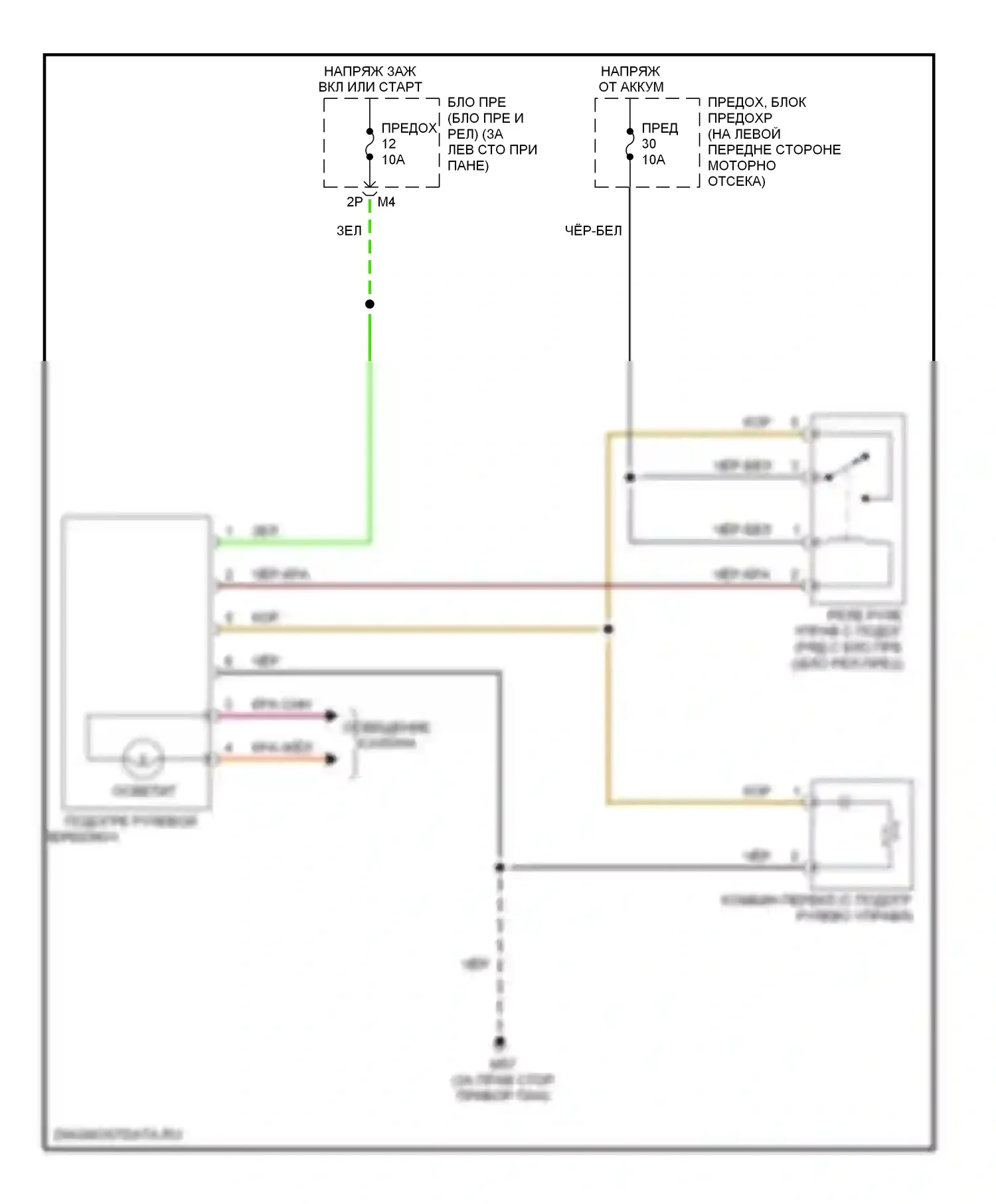 Maxima Nissan A34 (2003-2008): Электросхема рулевого колеса с подогревом 