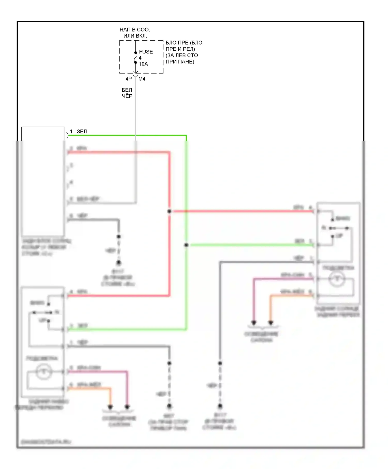 Maxima Nissan A34 (2003-2008): Электросхема солнцезащитного козырька заднего стекла 