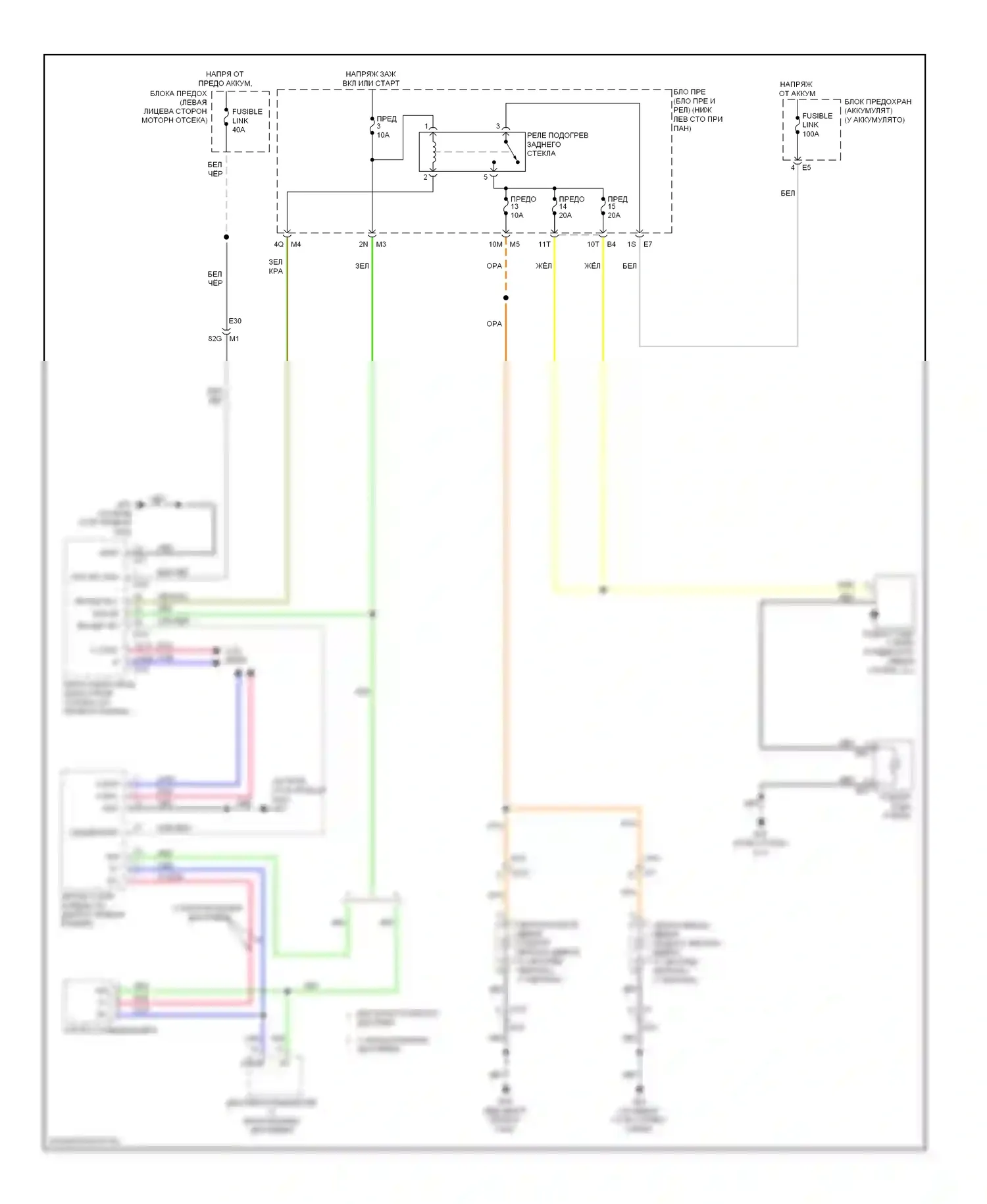 Maxima Nissan A35 (2008-2014): Электросхема подогрева стекол 