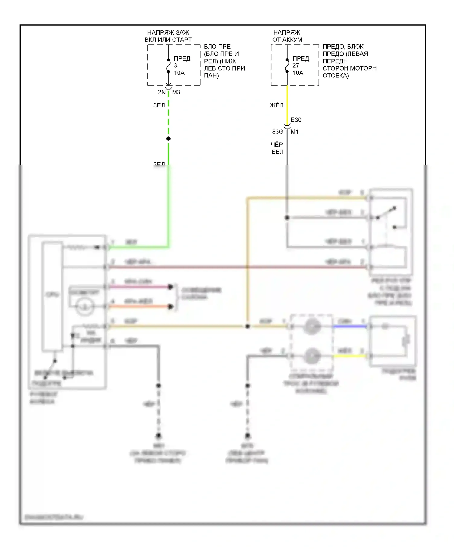 Maxima Nissan A35 (2008-2014): Электросхема рулевого колеса с подогревом 