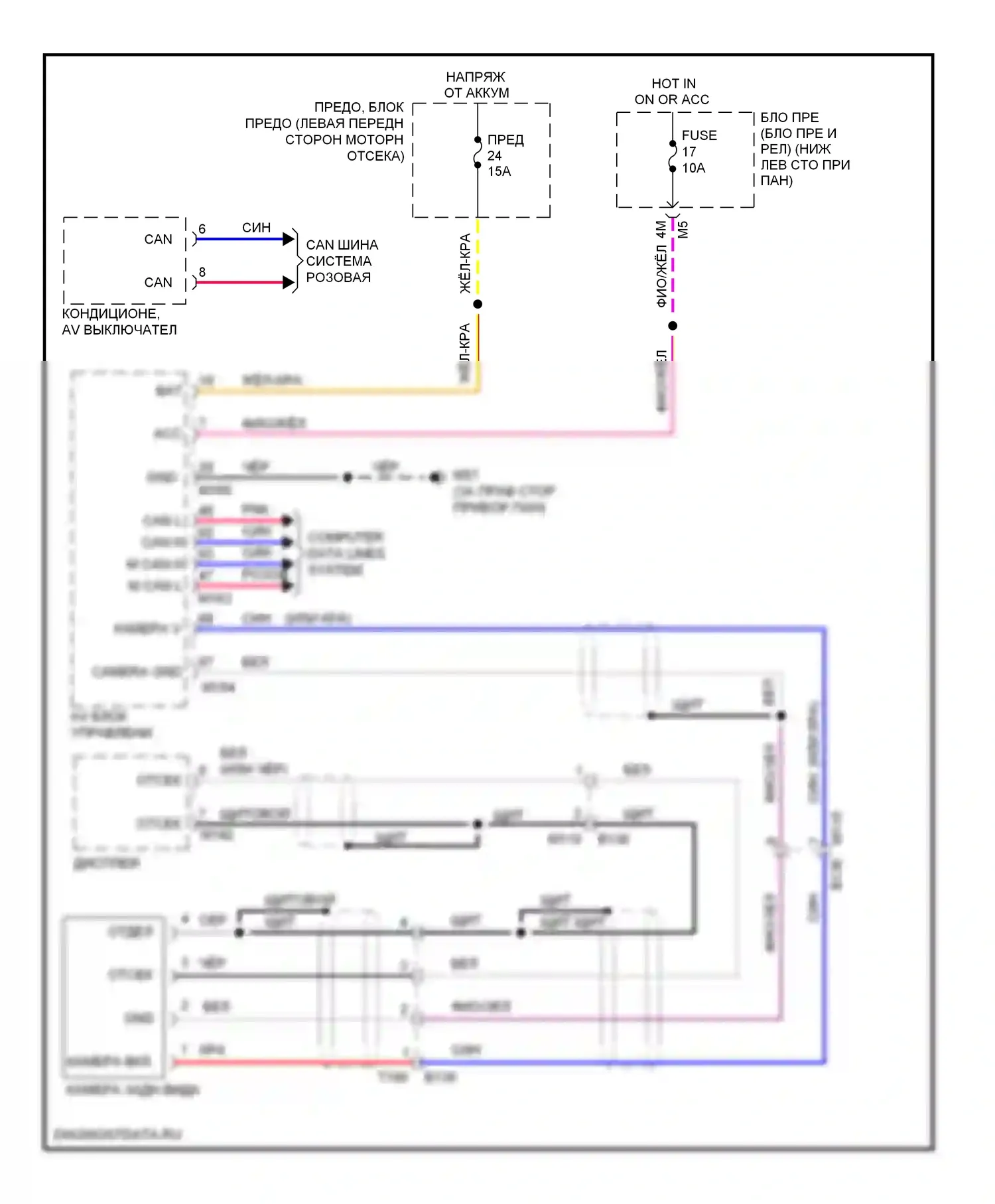 Maxima Nissan A35 (2008-2014): Электросхема камеры заднего вида, с навигацией 
