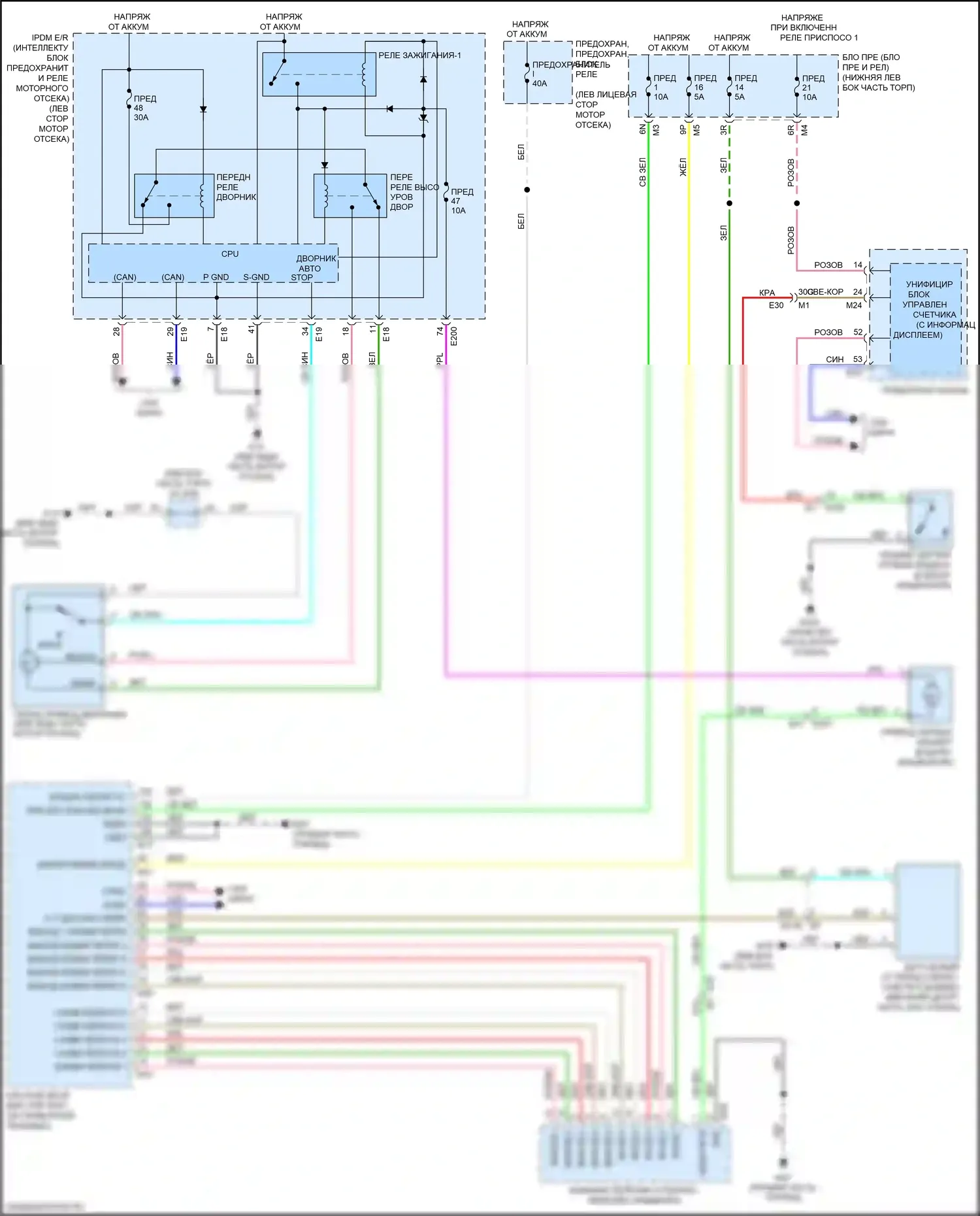 Maxima Nissan A36 (2015-2024): Дворники и омыватели электросхема 