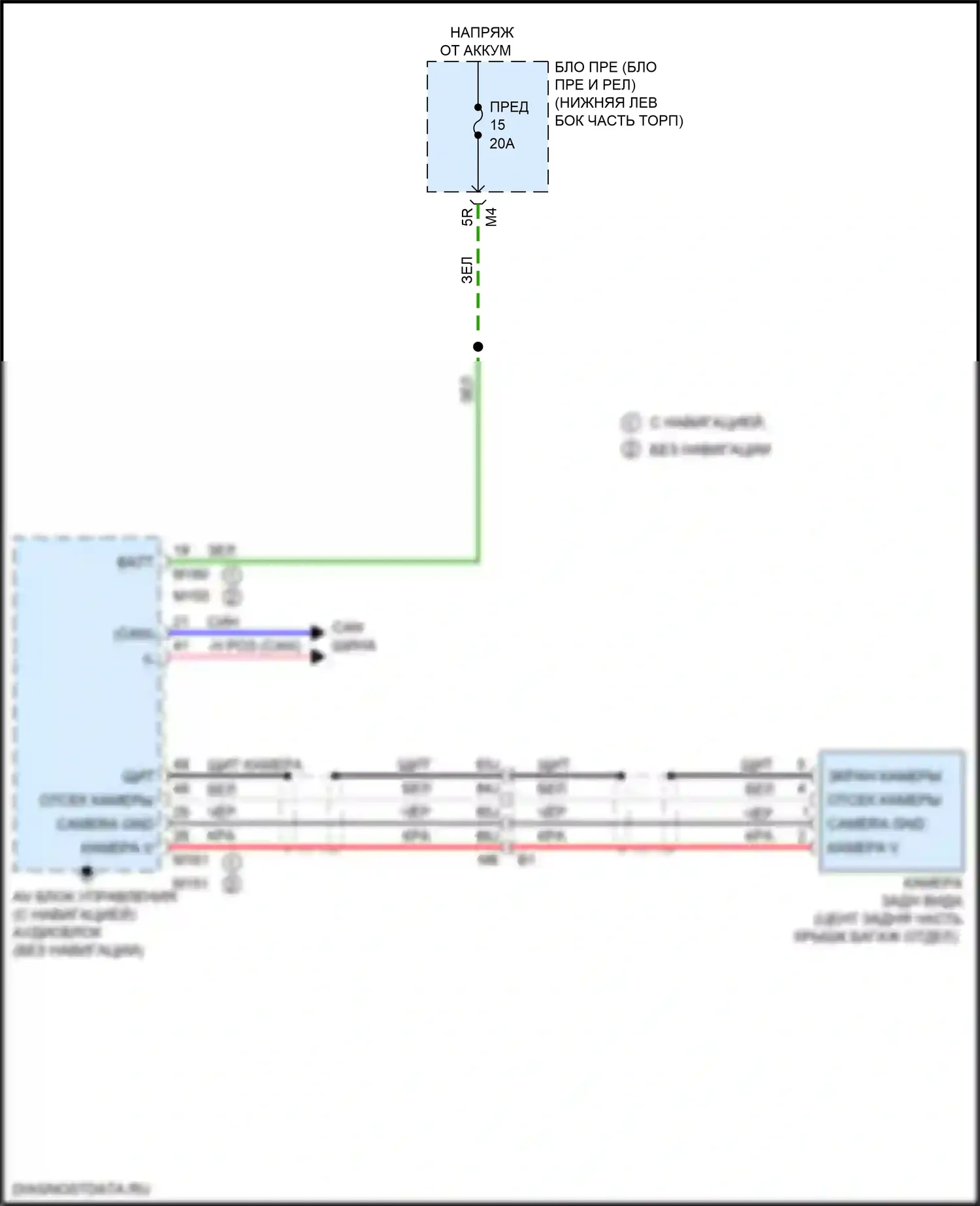 Maxima Nissan A36 (2015-2024): Электросхема камеры заднего вида 