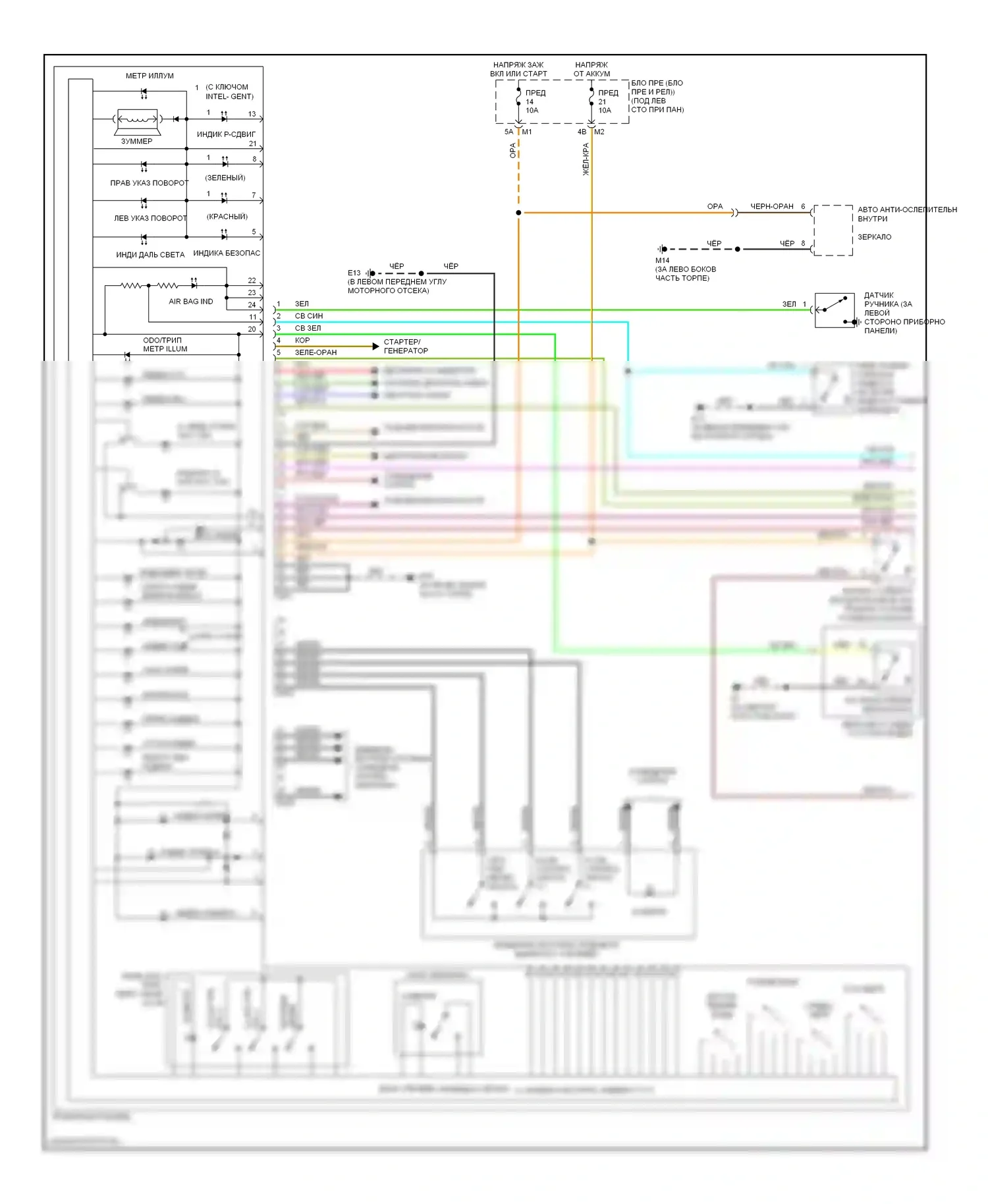Murano Nissan Z50 (2002-2008): Электросхема приборной панели (1 из 2) 