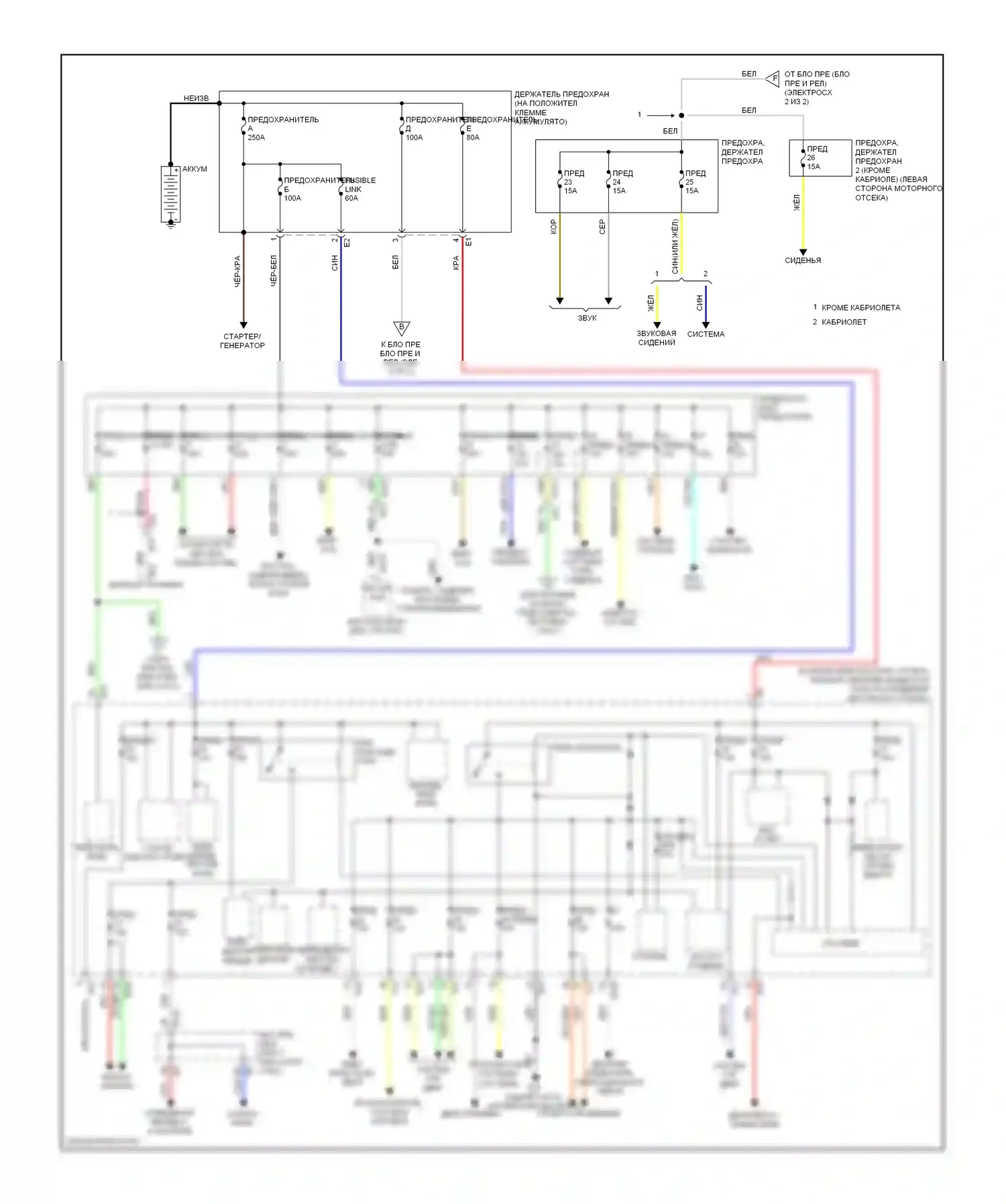 Murano Nissan Z51 рестайлинг 2 (2011-2015): Электросхема блока предохранителей реле (1 из 2) 