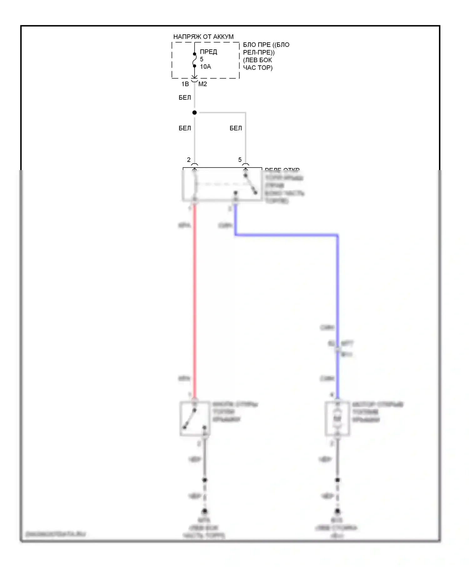 Murano Nissan Z51 рестайлинг (2010-2012): Электросхема открытия лючка топливного бака 