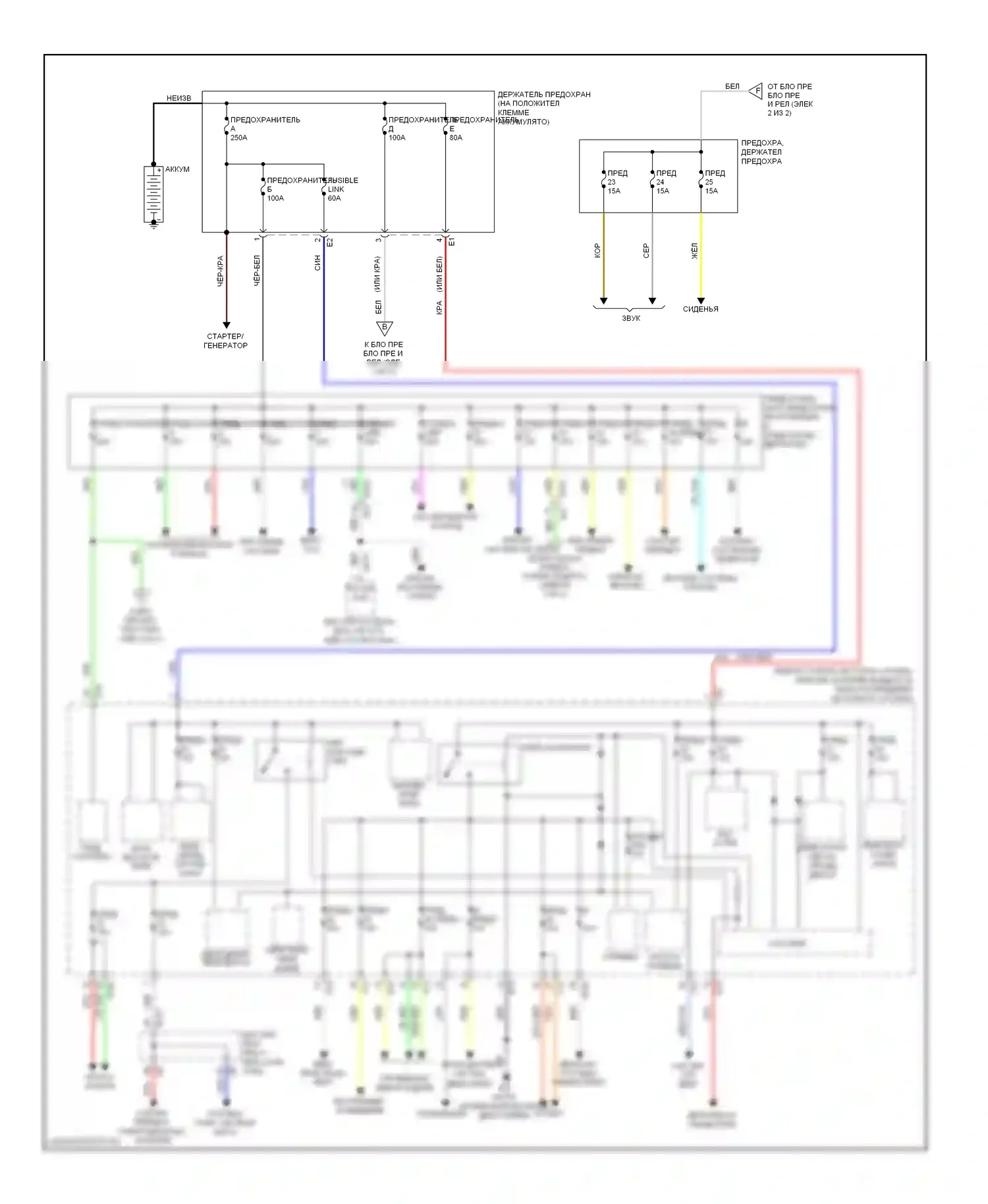 Murano Nissan Z51 рестайлинг (2010-2012): Электросхема блока предохранителей реле (1 из 2) 