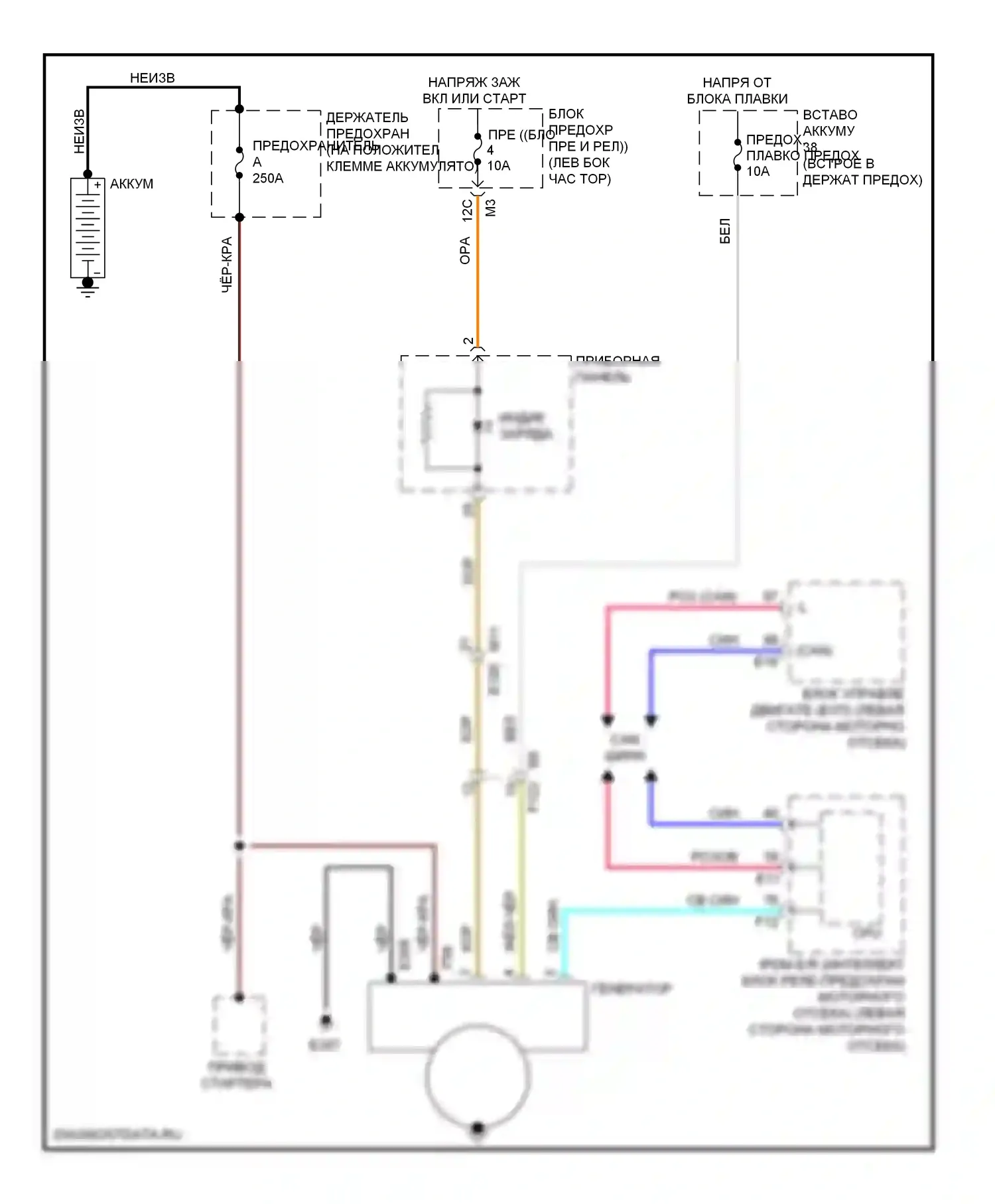 Murano Nissan Z51 рестайлинг (2010-2012): Электросхема генератора 