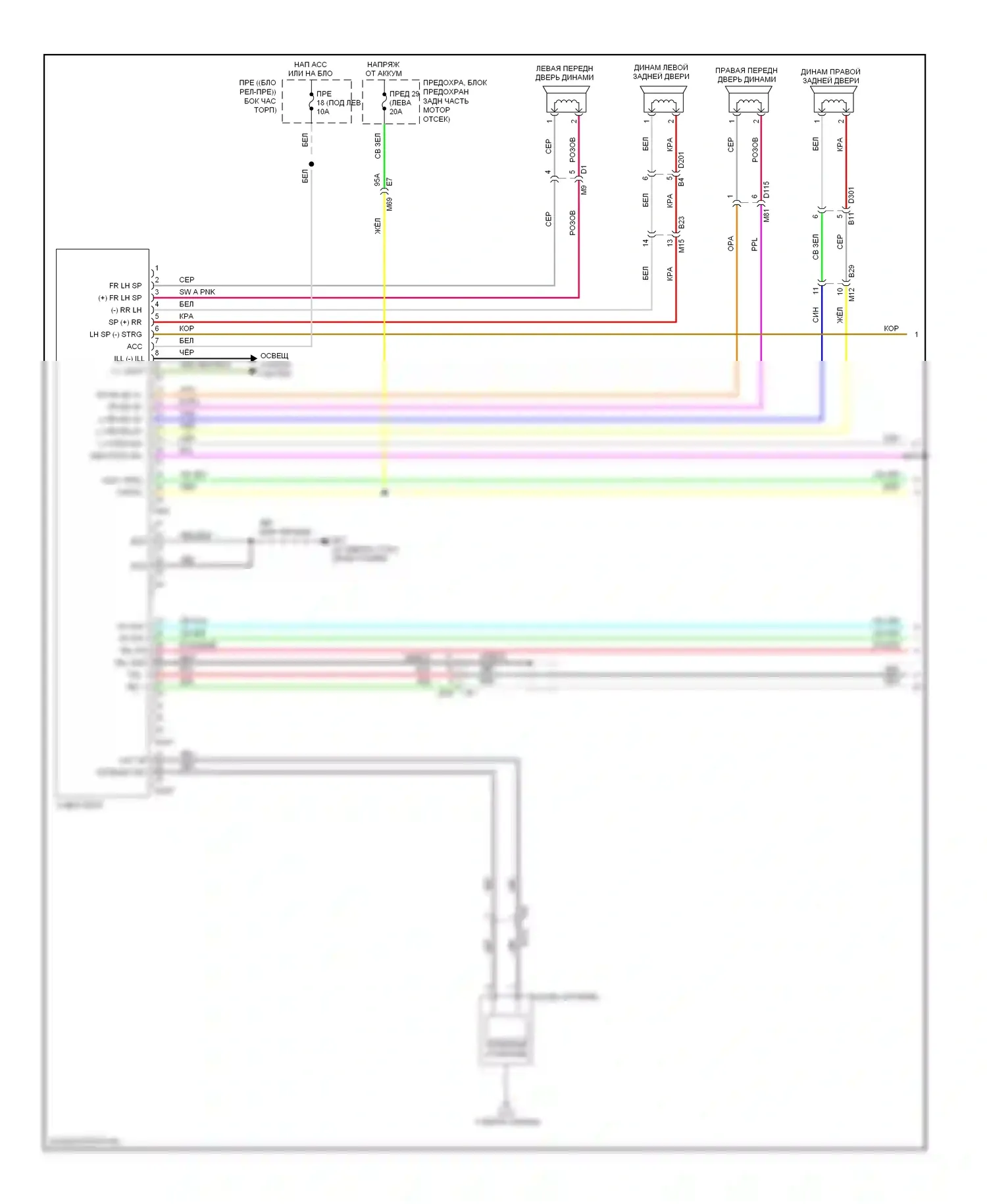 Note Nissan E12 (2012-2016): Электросхема базовой магнитолы (1 из 2) 