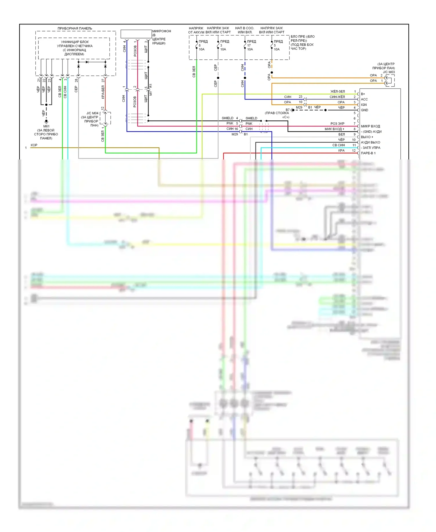 Note Nissan E12 (2012-2016): Электросхема базовой магнитолы (2 из 2) 