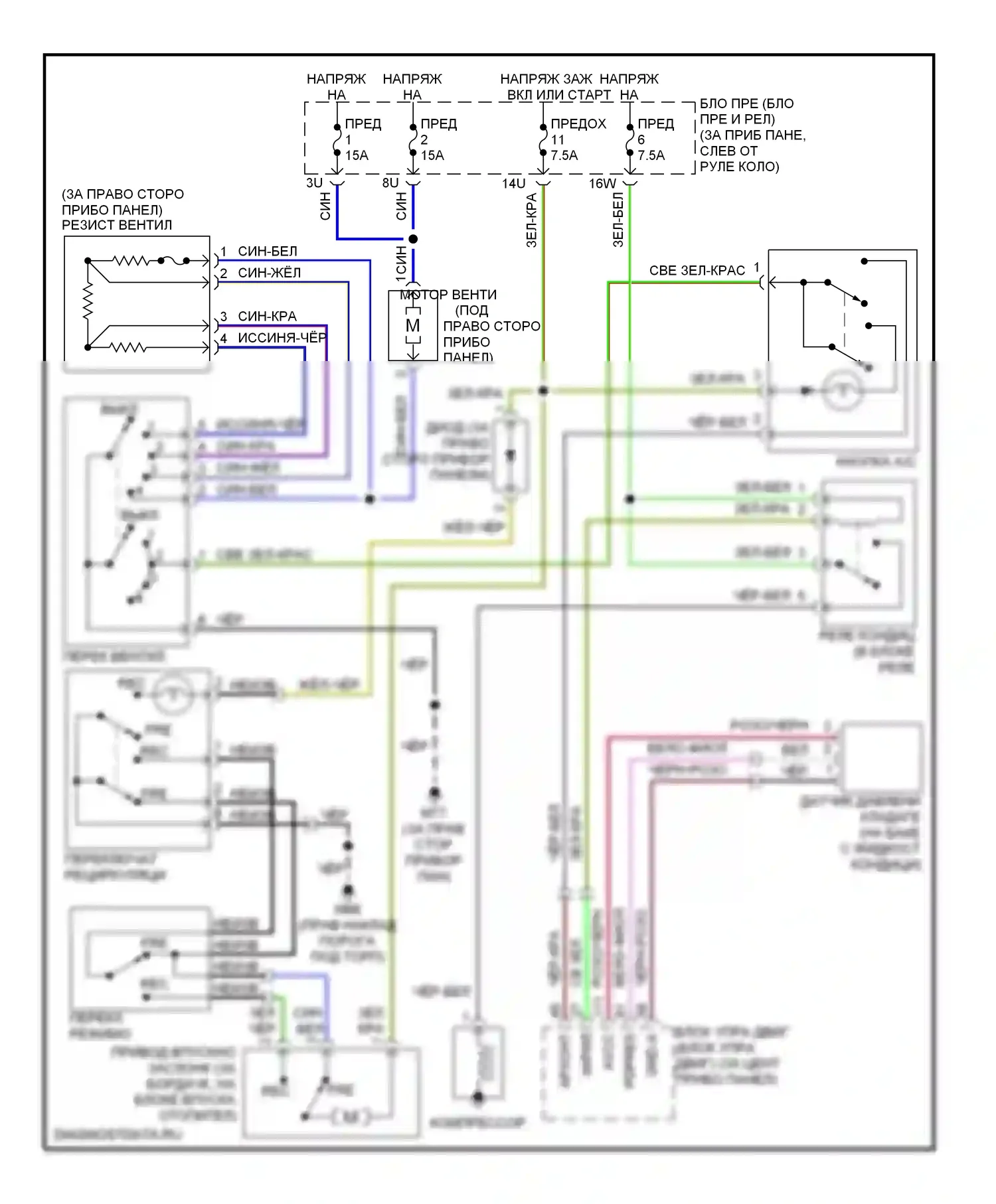 Pathfinder Nissan II (1995-2004): Электросхема ручного кондиционера 