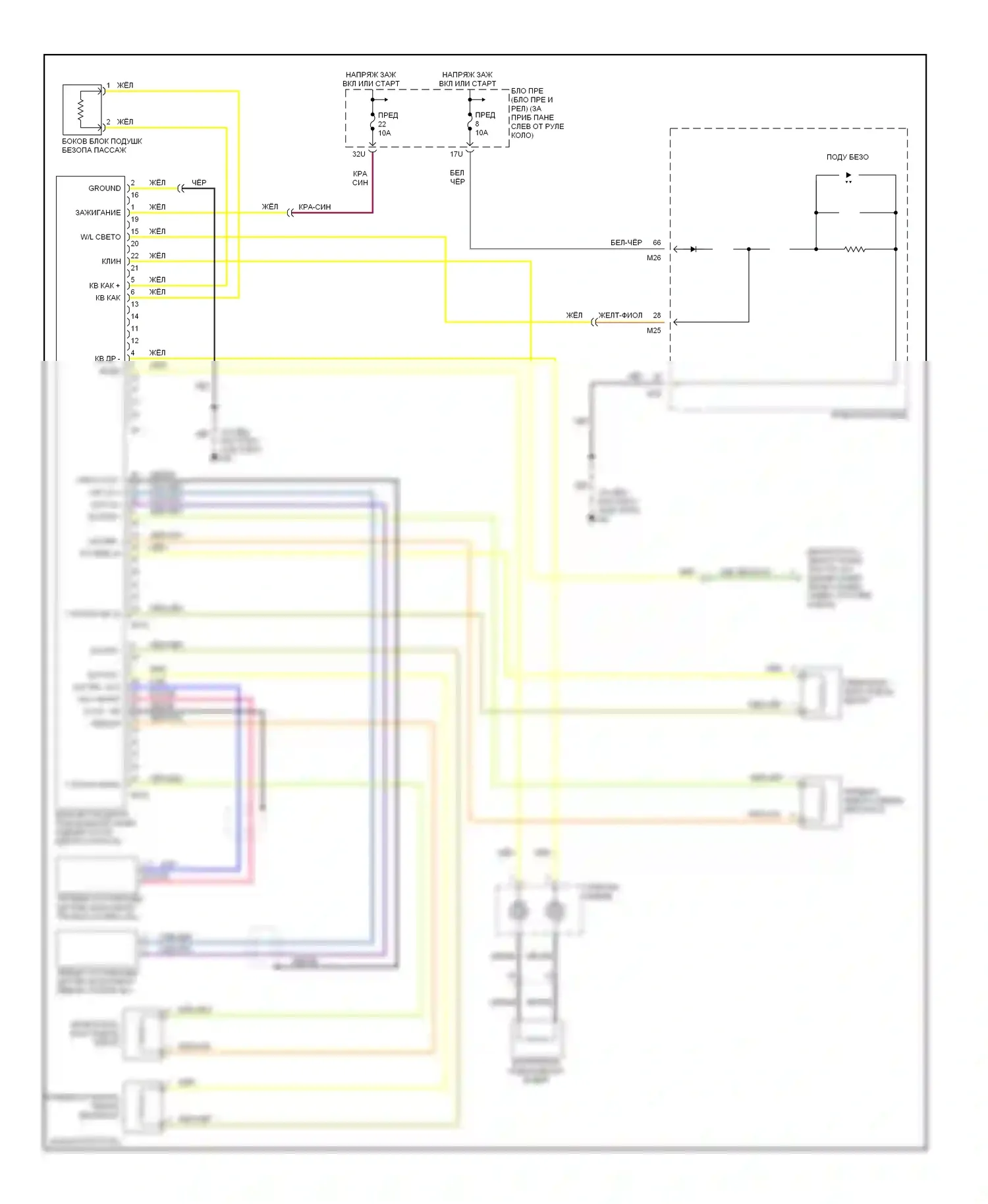 Pathfinder Nissan II (1995-2004): Электросхема подушек безопасности 