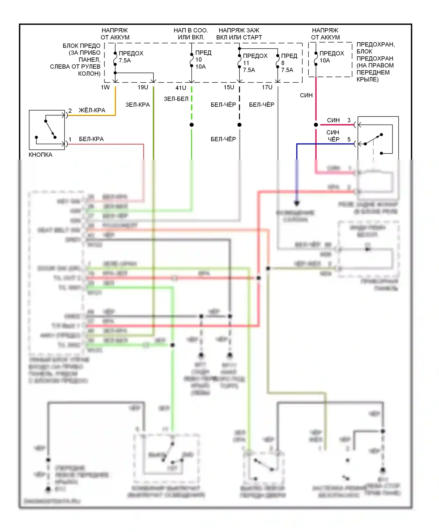 Pathfinder Nissan II (1995-2004): Электросхемы системы оповещения 