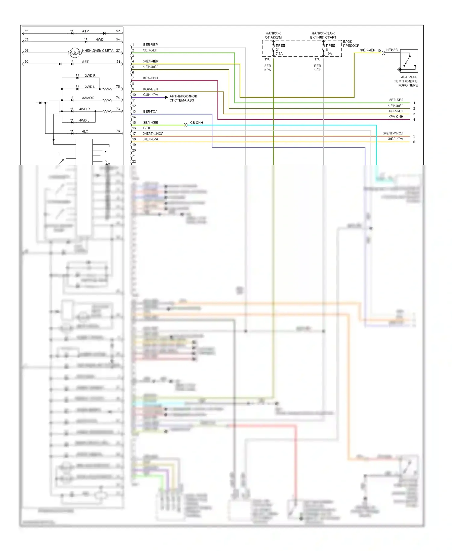 Pathfinder Nissan II (1995-2004): Электросхема приборной панели (1 из 2) 