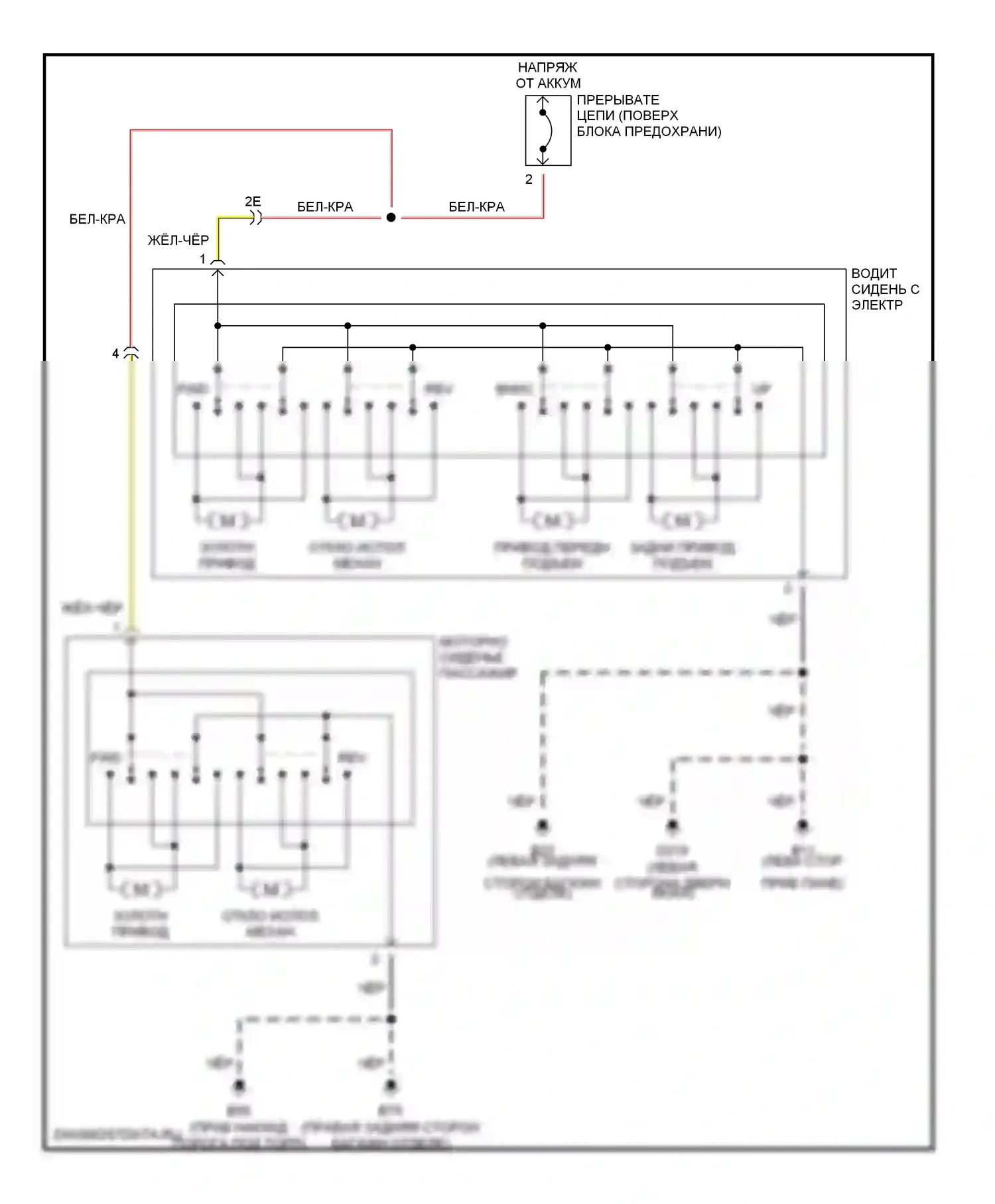 Pathfinder Nissan II (1995-2004): Электросхема сидений 