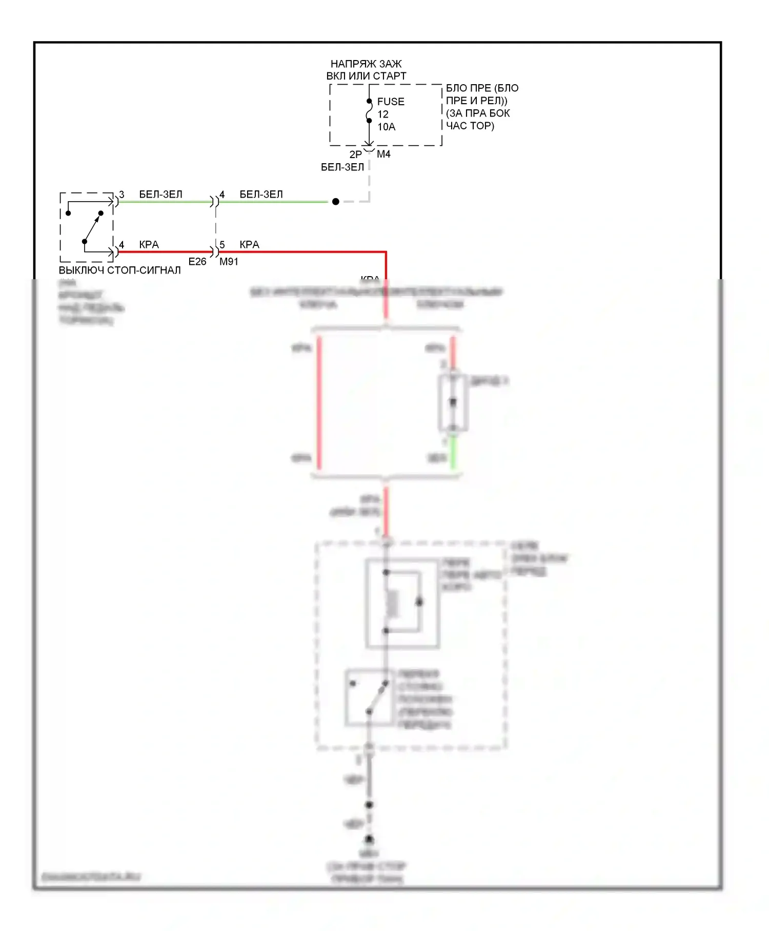 Pathfinder Nissan III рестайлинг (2010-2014): Электросхема блокировки селектора 