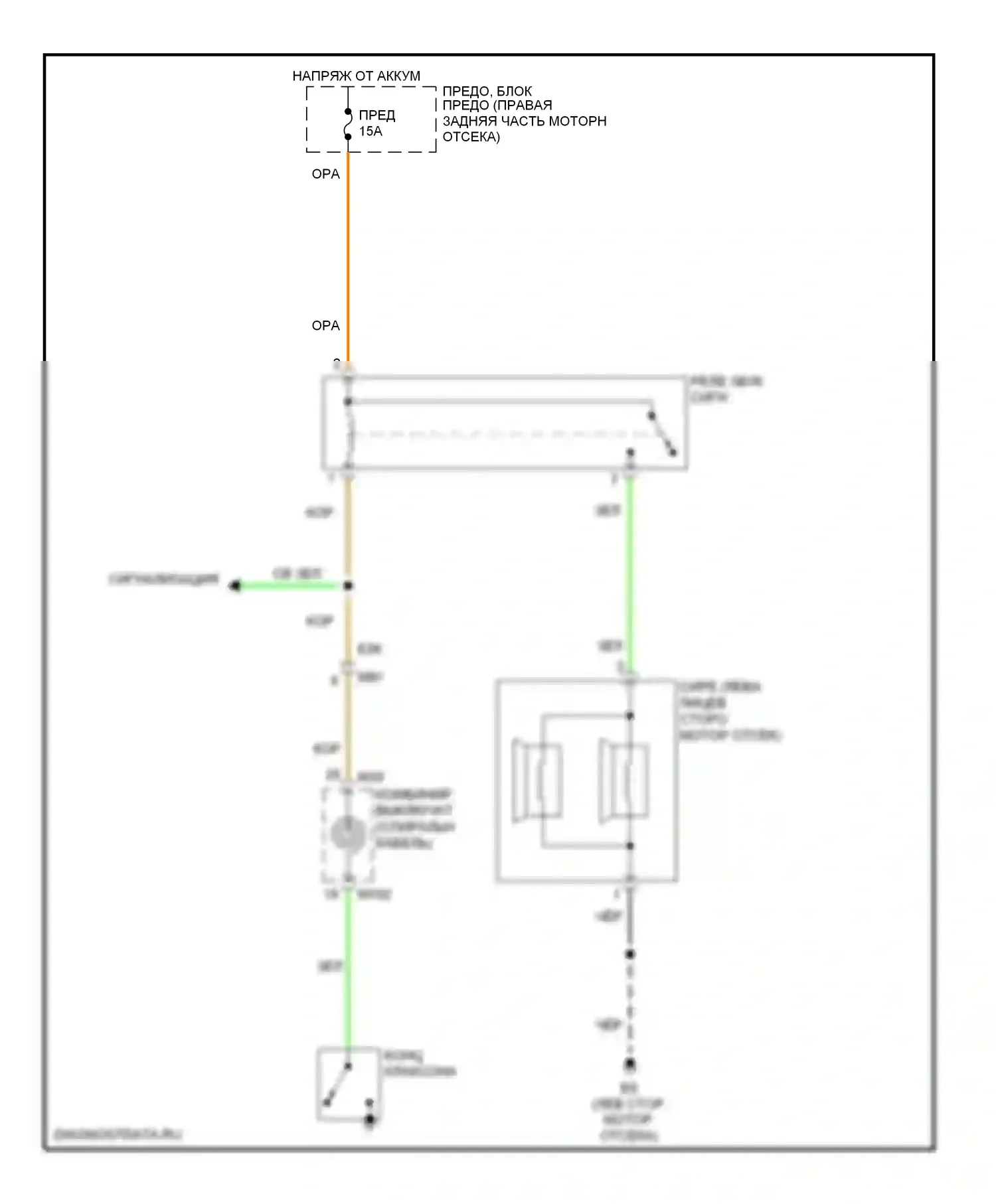Pathfinder Nissan III рестайлинг (2010-2014): Электросхема клаксона 
