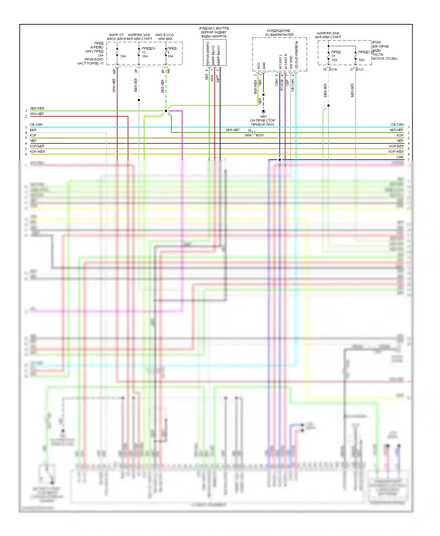 Pathfinder Nissan III рестайлинг (2010-2014): Электросхема магнитолы bose, с навигацией (2 из 4) 