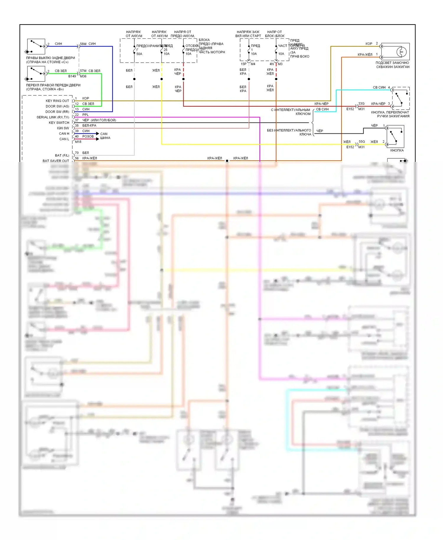 Pathfinder Nissan III рестайлинг (2010-2014): Электросхема освещения салона 