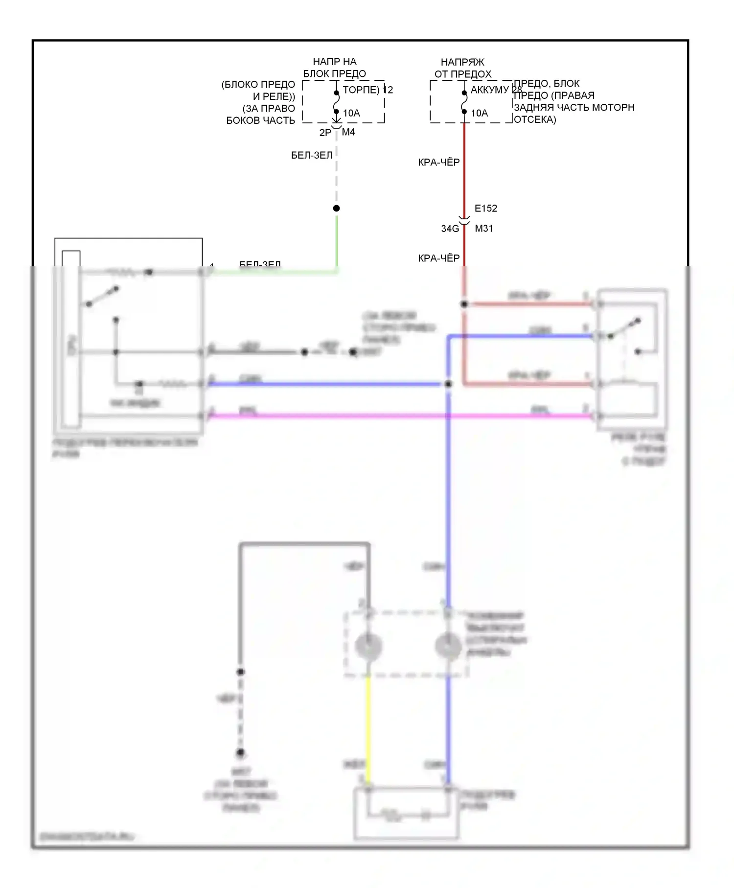 Pathfinder Nissan III рестайлинг (2010-2014): Электросхема рулевого колеса с подогревом 