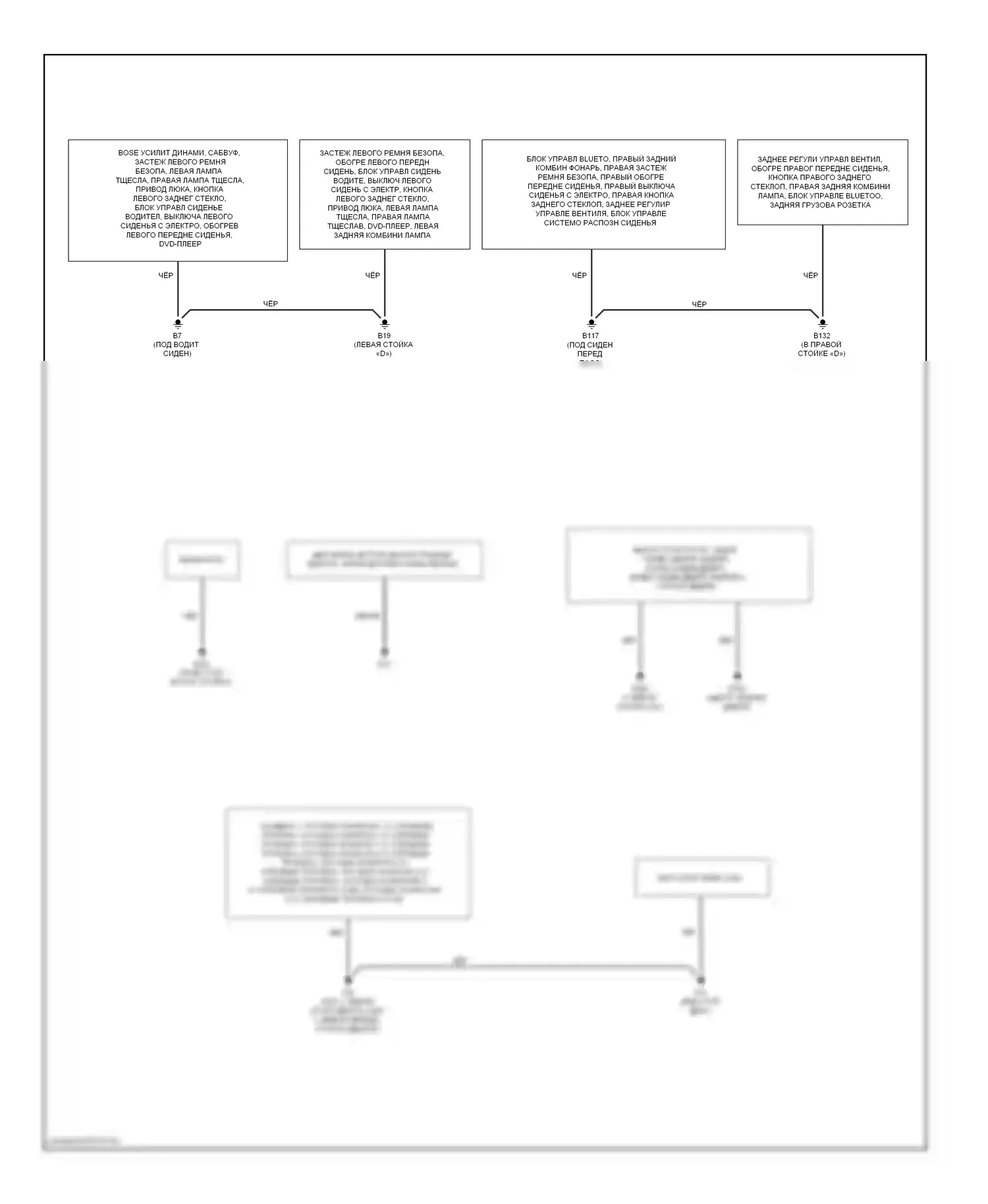 Pathfinder Nissan III рестайлинг (2010-2014): Электросхема разводки массы (2 из 2) 
