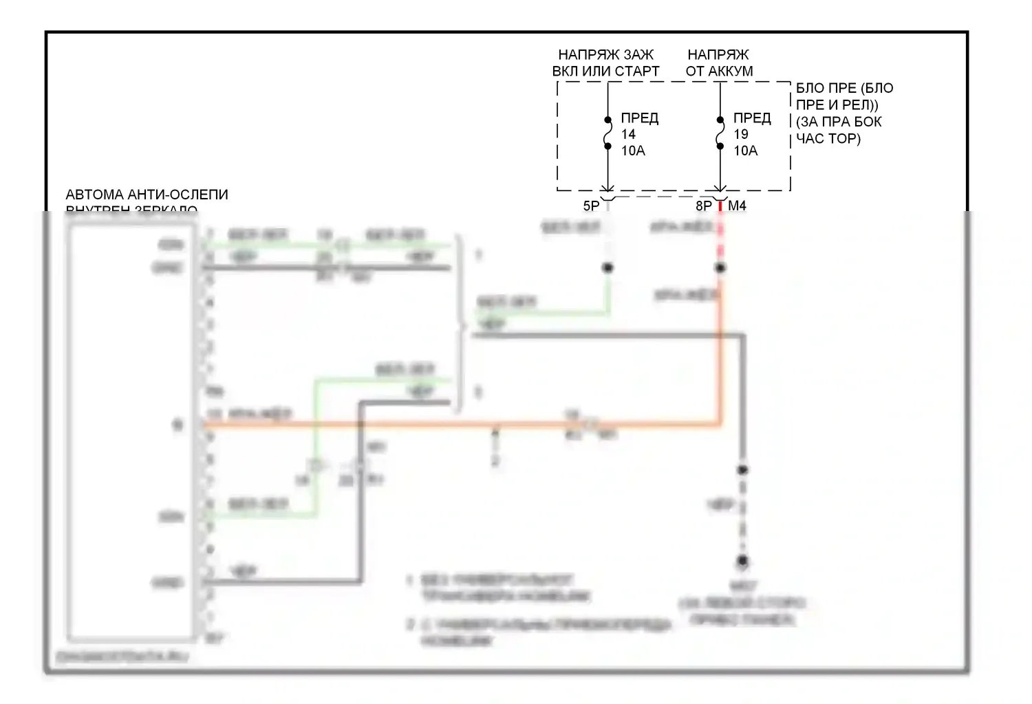 Pathfinder Nissan III рестайлинг (2010-2014): Auto анти-ослепляя внутри зеркальной электросхемы проводки 