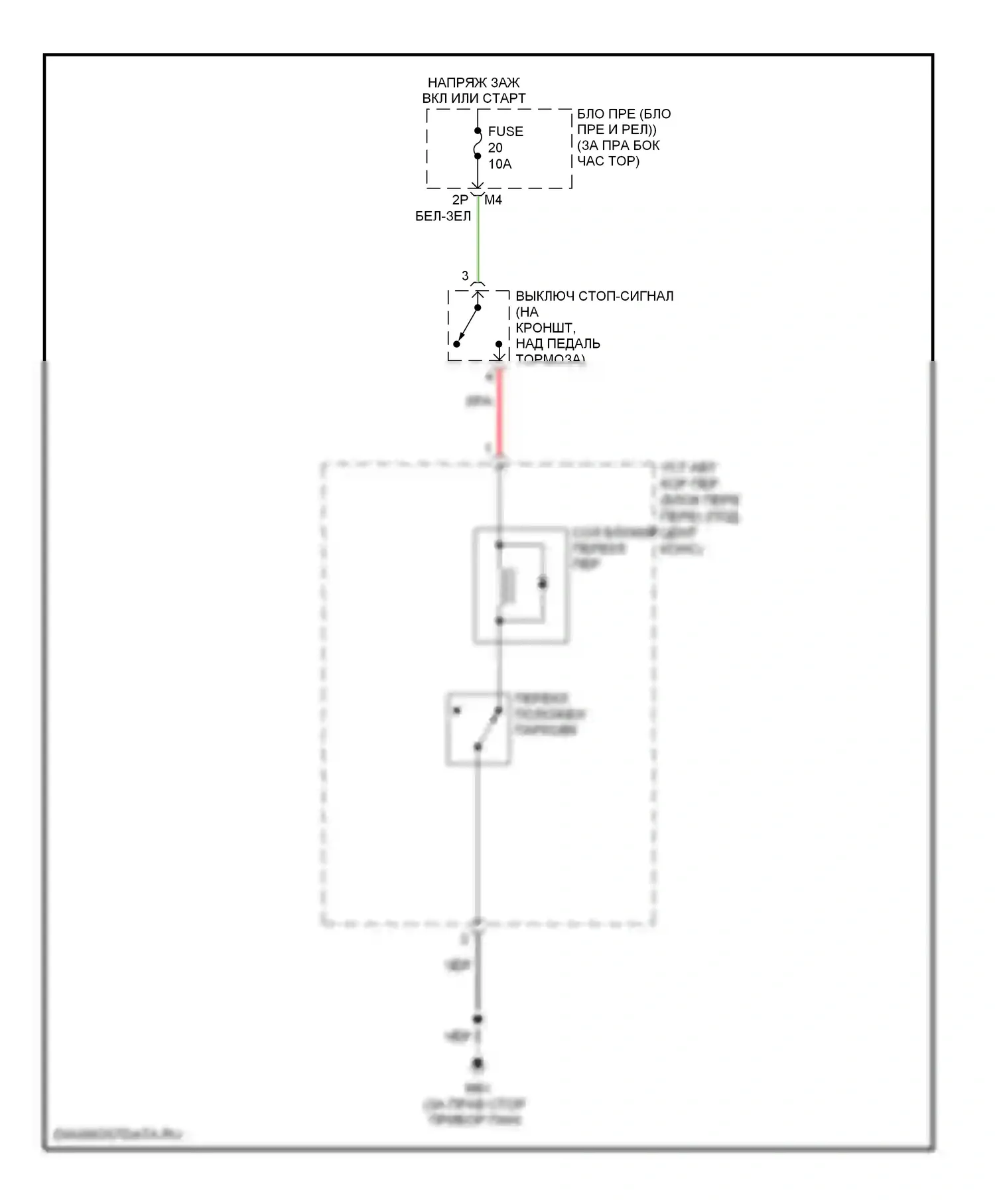 Pathfinder Nissan III (2004-2010): Электросхема блокировки селектора 