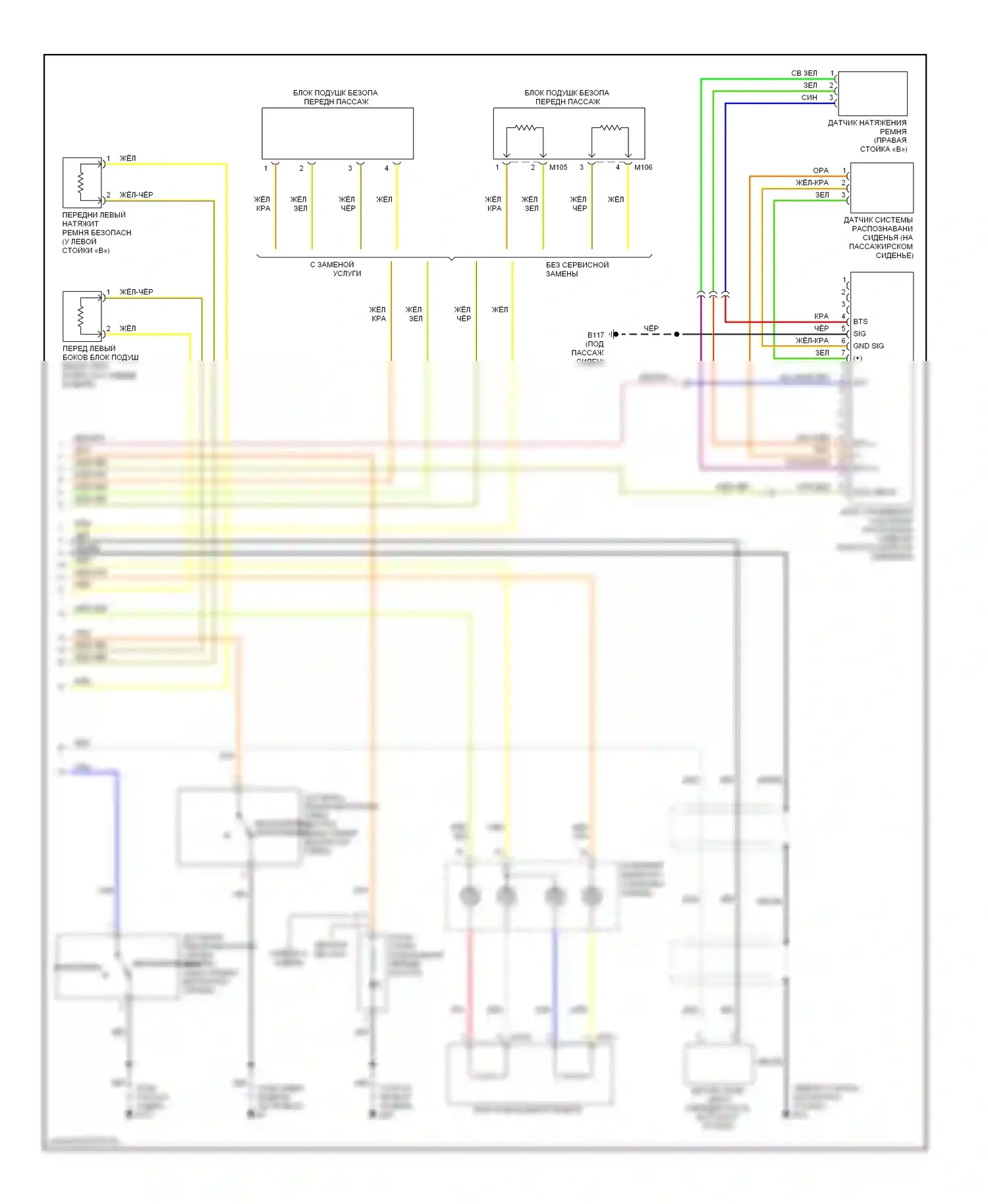 Pathfinder Nissan III (2004-2010): Электросхема подушек безопасности (2 из 2) 