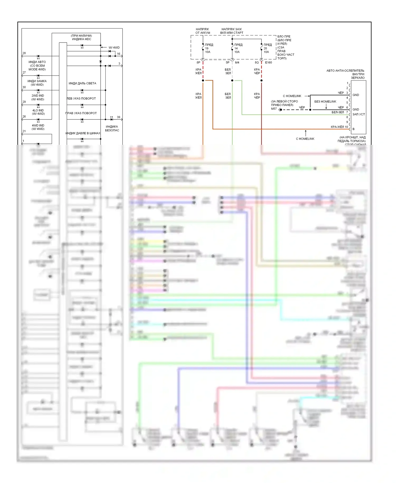 Pathfinder Nissan III (2004-2010): Электросхема приборной панели 