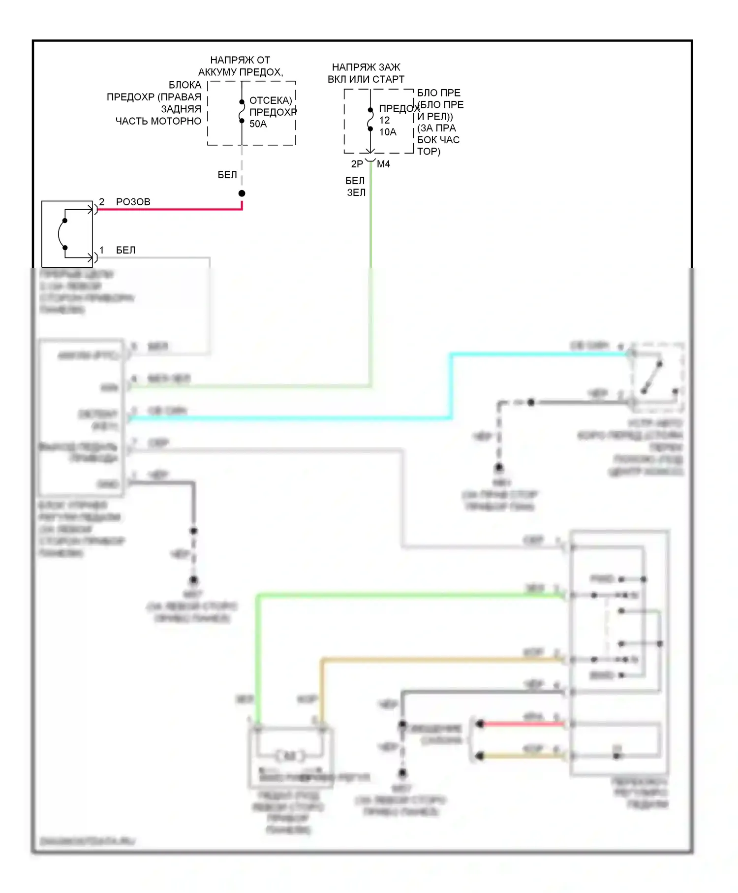 Pathfinder Nissan III (2004-2010): Электросхема регулируемой педали 