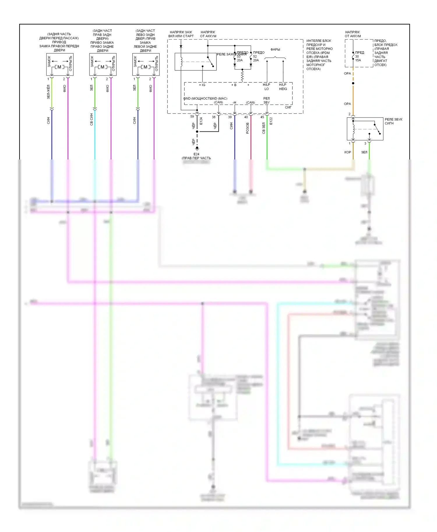 Pathfinder Nissan III (2004-2010): Электросхема центрального замка (2 из 2) 