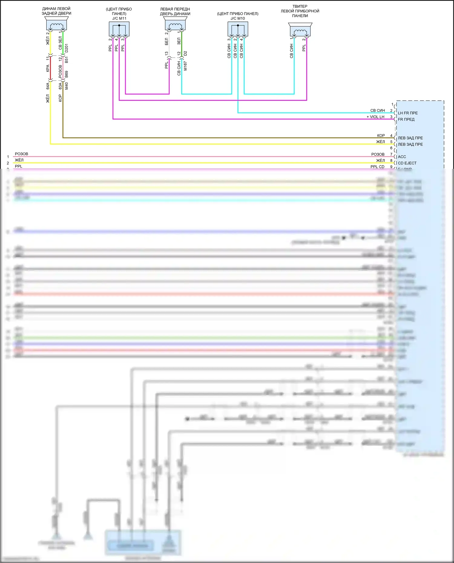 Pathfinder Nissan IV рестайлинг (2016-2020): Электросхема магнитолы, без bose (6 из 6) 
